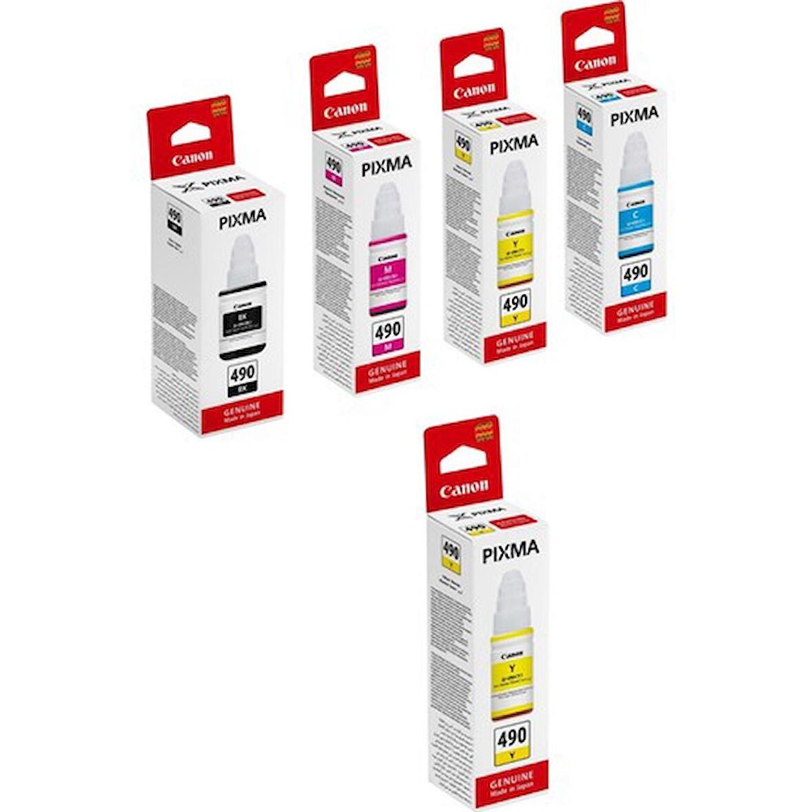 Canon GI-490 Pixma G3411 4 Renk Spot Orjinal Mürekkep Seti + 1 Sarı Hediye