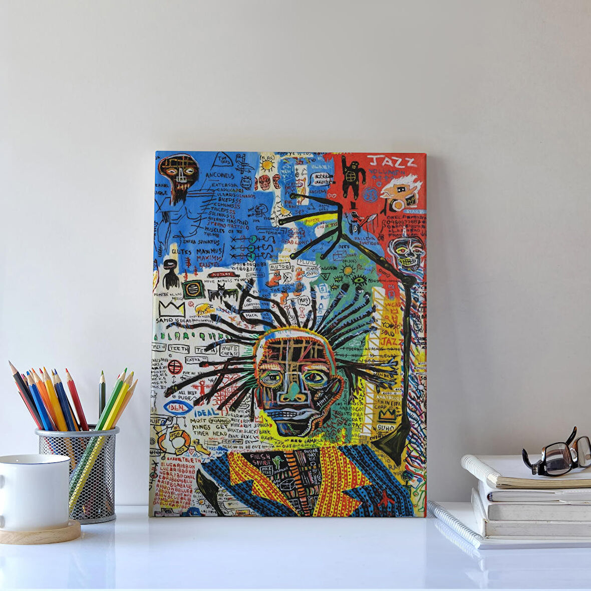 Jean Michel Basquiat Jazz King Kanvas Tablo, Jazz King Canvas Tablo