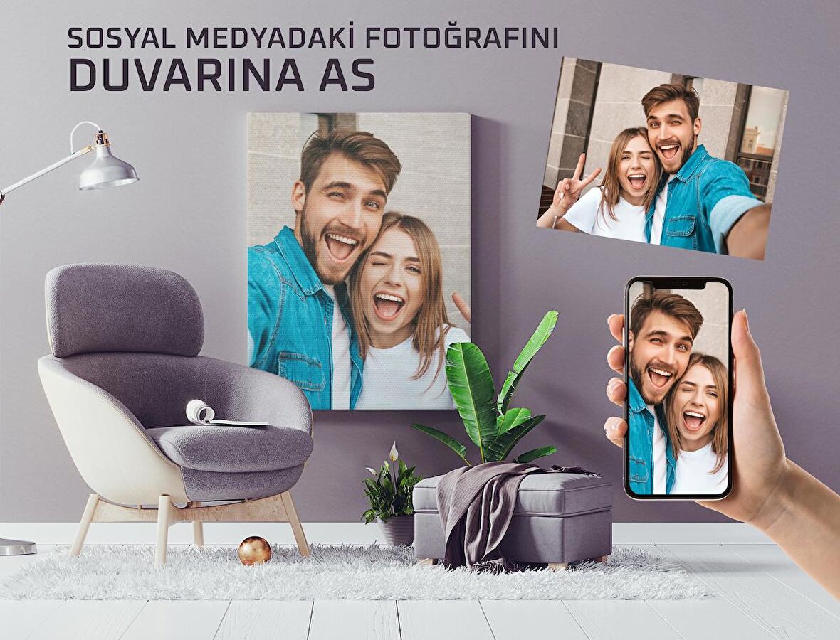 Telefonundaki Fotoğrafı Duvarına As - Kişiye Özel Kanvas Tablo