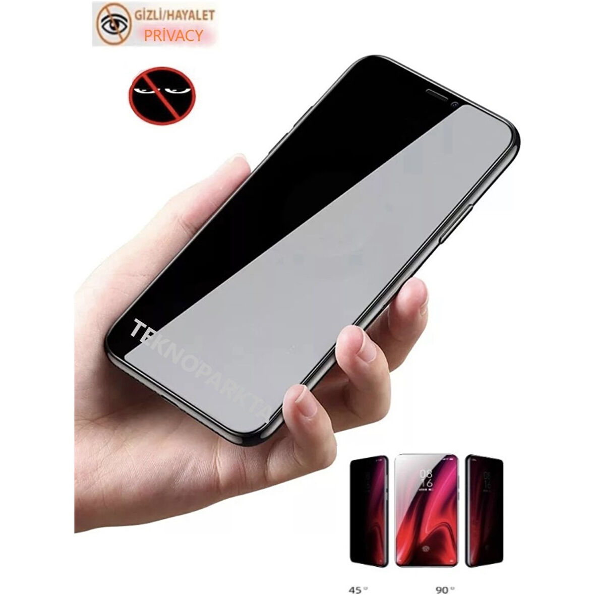 Vivo Y33 Y33S Hayalet Ekran Koruyucu Privacy Gizlilik Filitreli Tam Kaplayan Cam