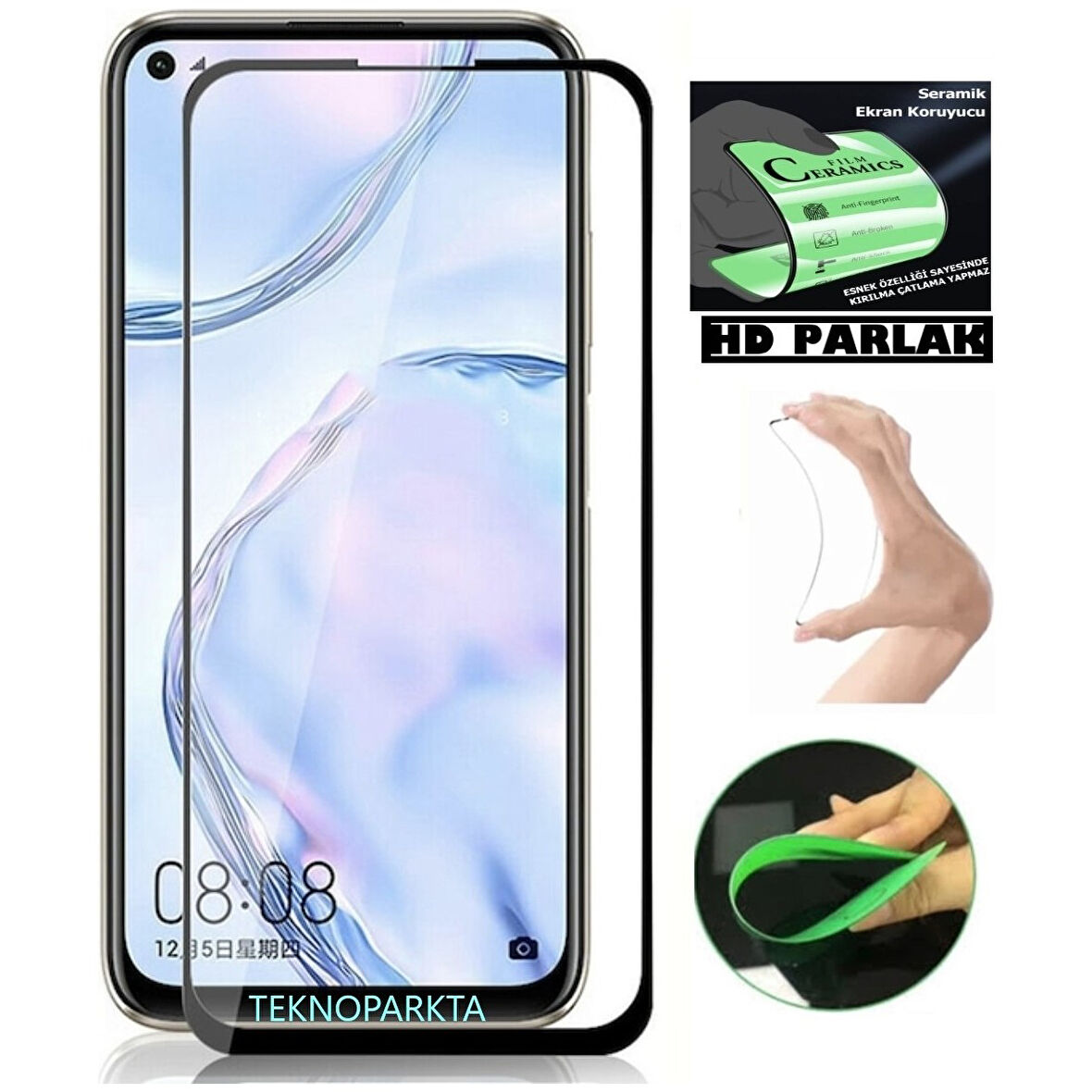 Oppo A94 Ekran Koruyucu Seramik Nano Cam Esnek Tam Kaplayan Ekran