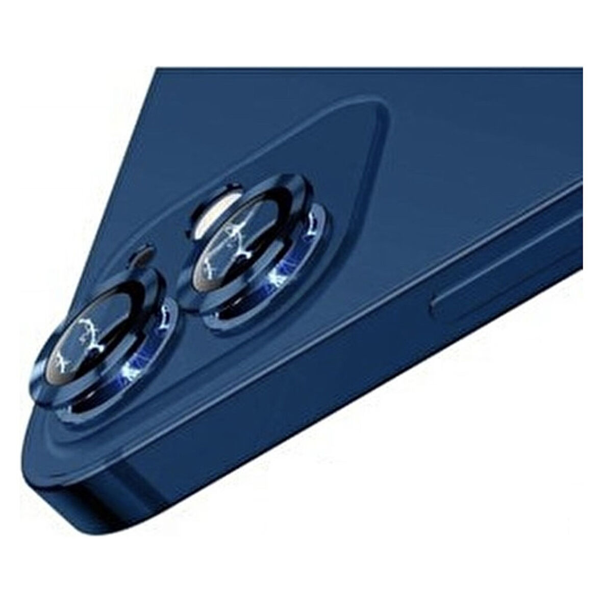 Apple iPhone 11 Kamera Koruyucu Lens Mercek Metal Çerçeveli 2li Set Mavi Blue