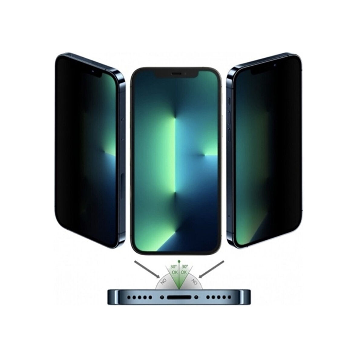 Apple iphone 13 Mini Mat Hayalet Ekran Gizli Privacy Tam Kaplayan Kırılmaz Cam Seramik Nano Ekran Koruyucu