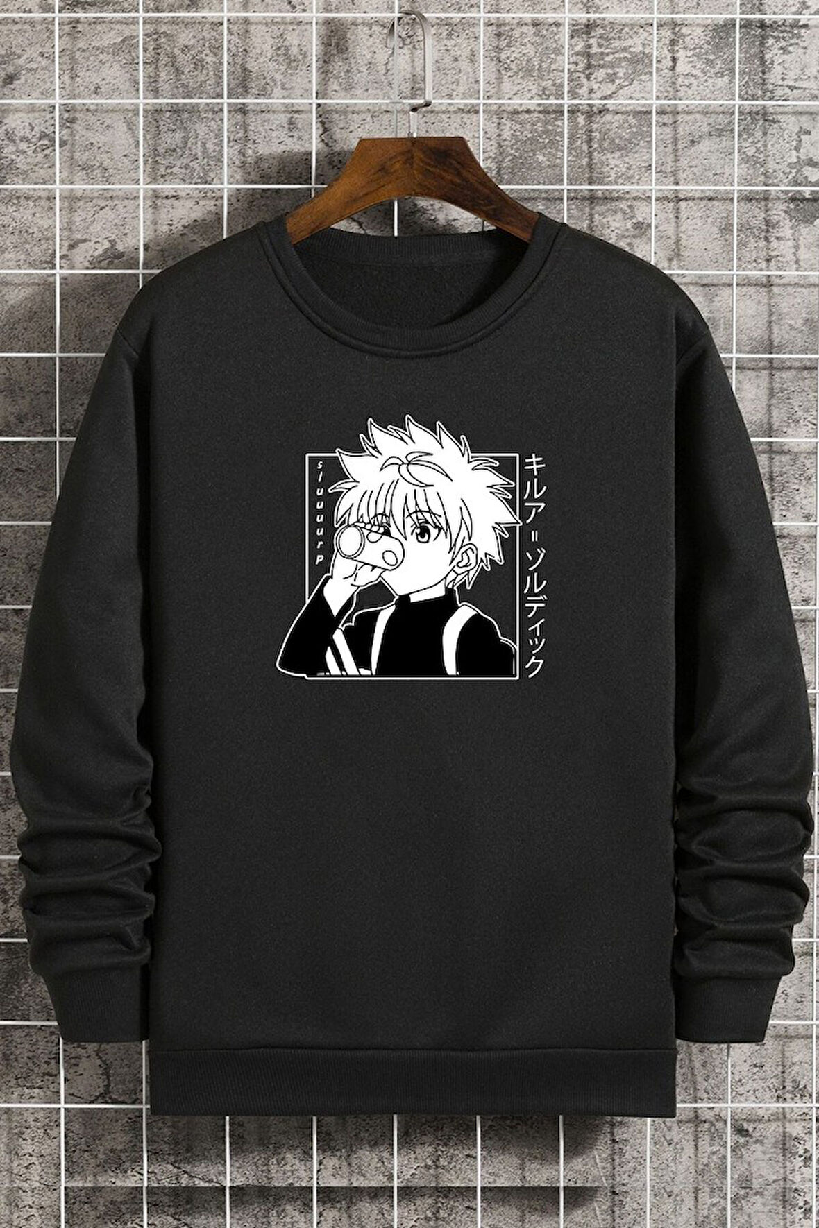 Uyguntarz Unisex Killua Zoldyck Baskılı Bisiklet Yaka Sweatshirt