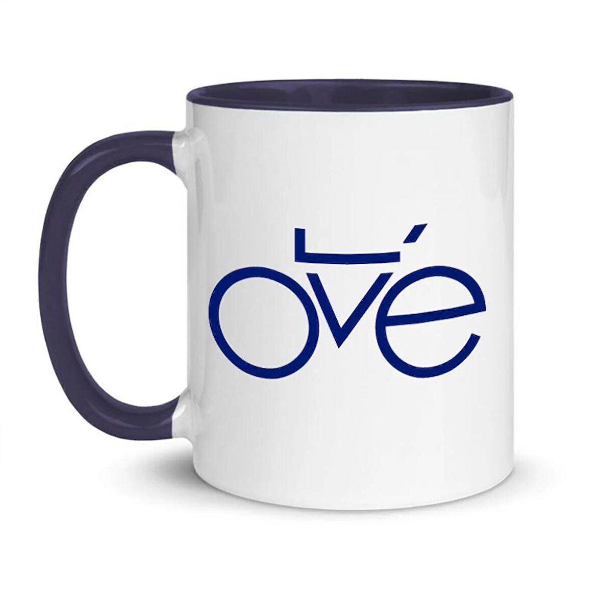 Love Bisiklet Temalı Beyaz-Mavi Kupa Bardak, Mug, Hediyelik