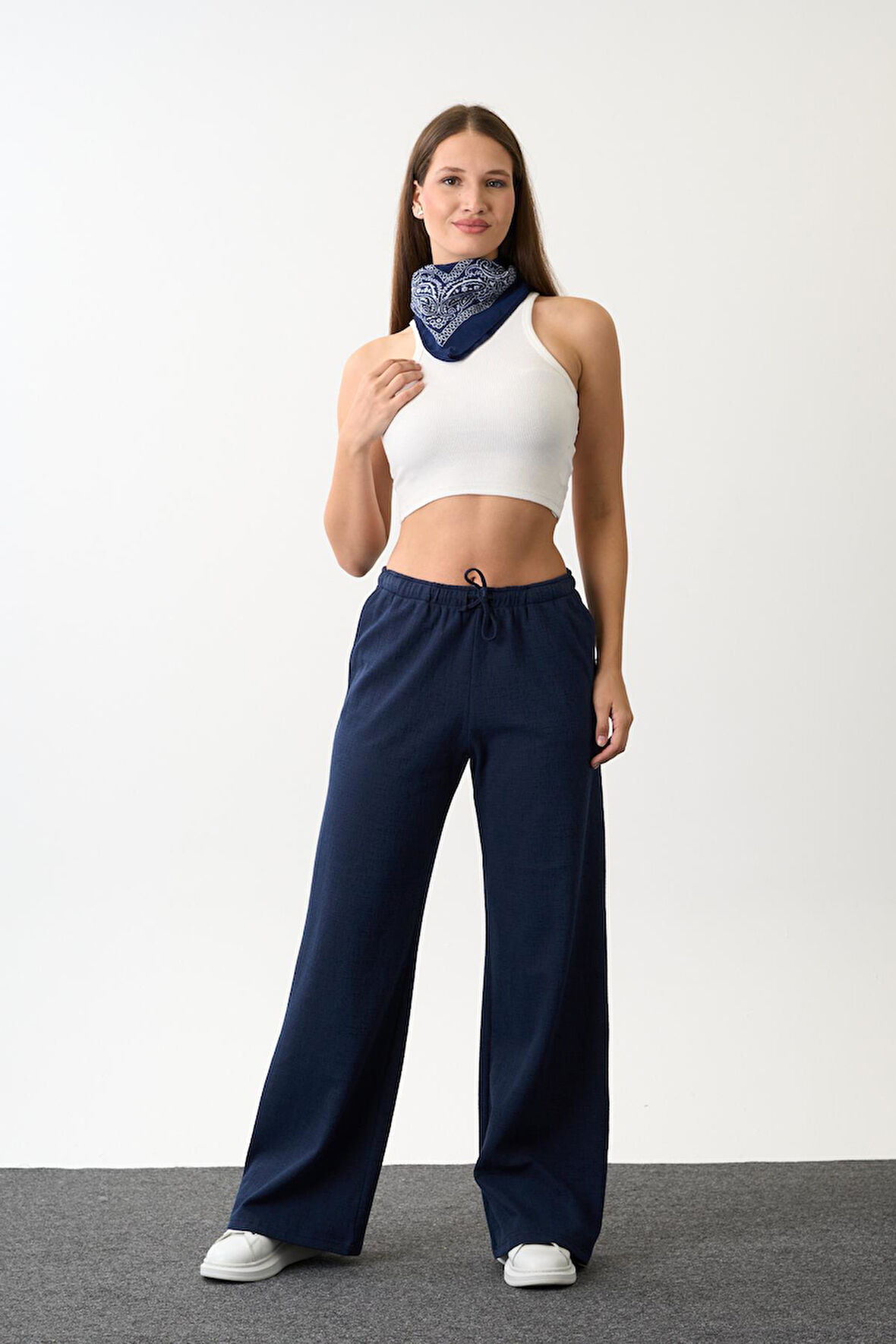 Keten Karışımlı Bol Kesim Pantolon