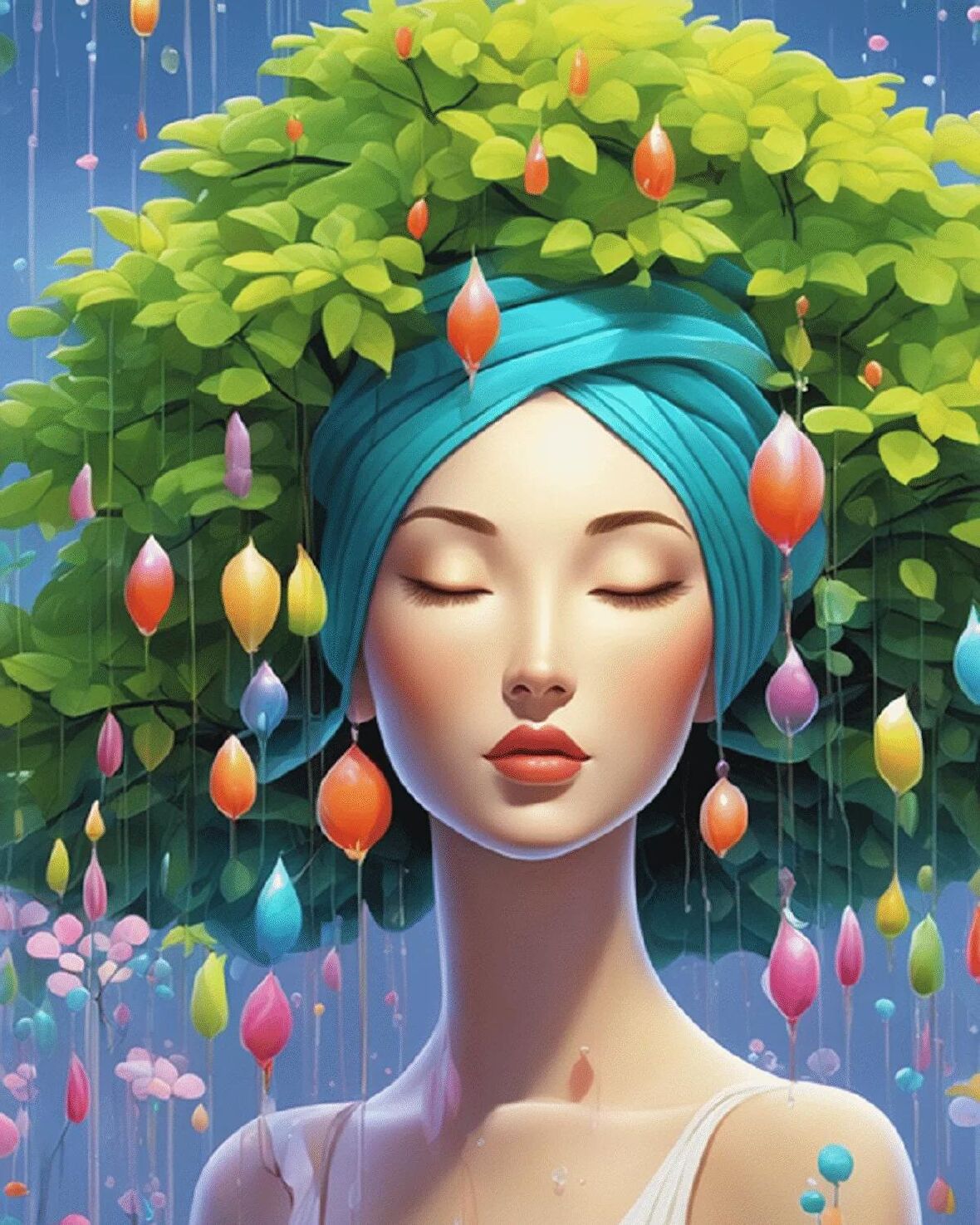 Renkli Baskılı Sayılarla Boyama Hobi Seti (Çerçeveli) 40x50 cm: Yapraklı Güzel