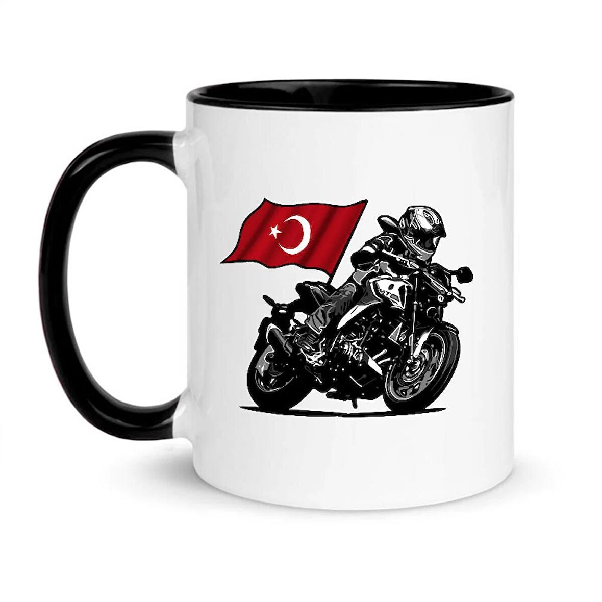 Türk Bayraklı Motosiklet Temalı Kupa Bardak, Mug, Hediyelik