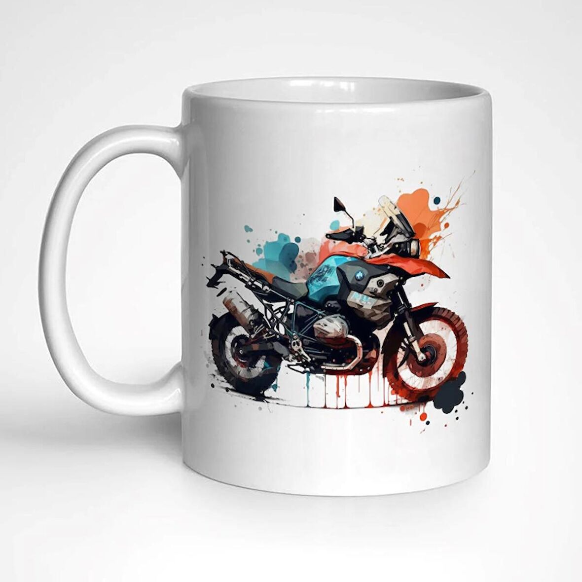  Pastel Baskılı Enduro Motosiklet Temalı Kupa Bardak, Mug, Hediyelik