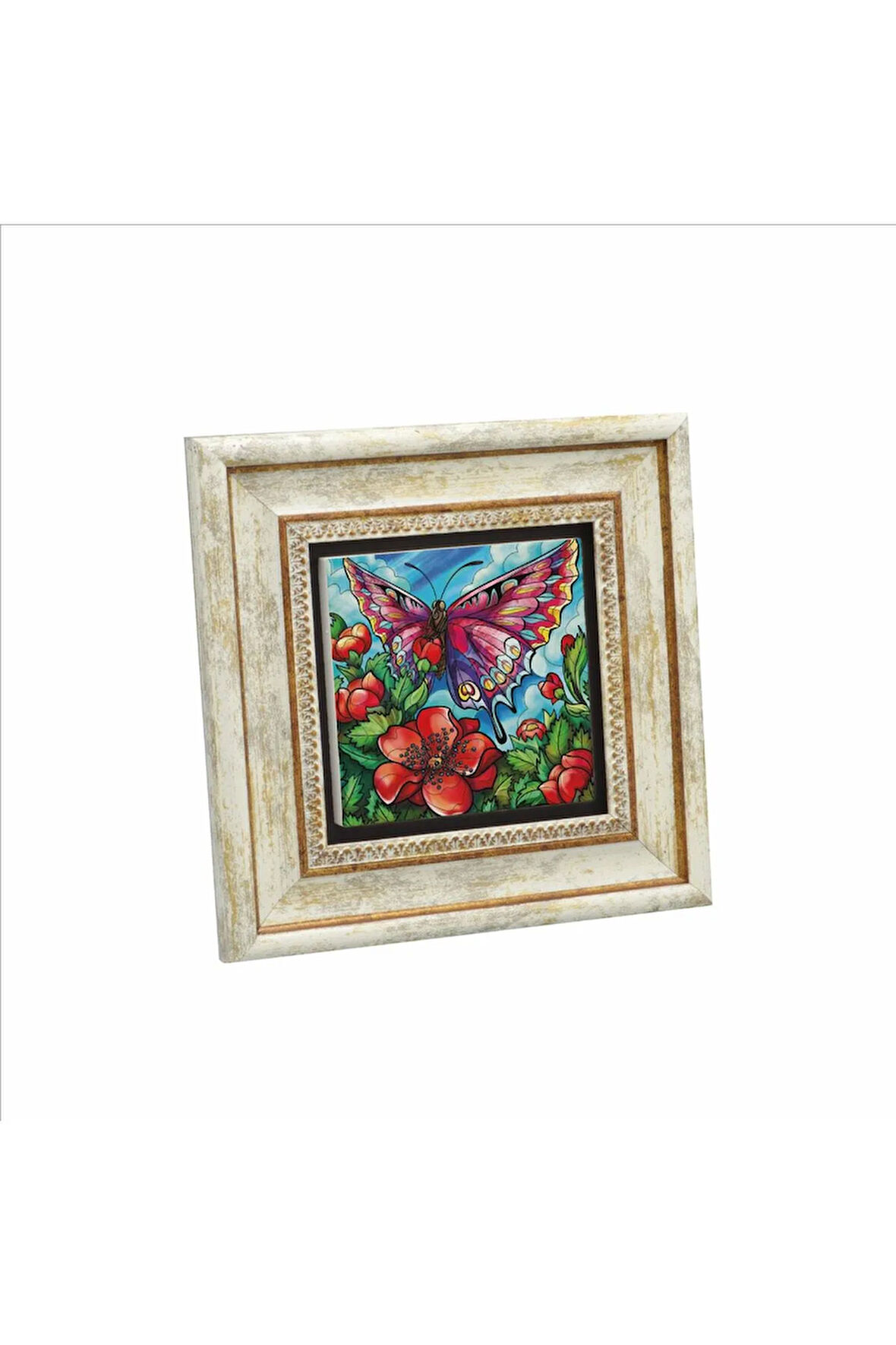 Kelebek Baskılı Taş Tablo 20x20