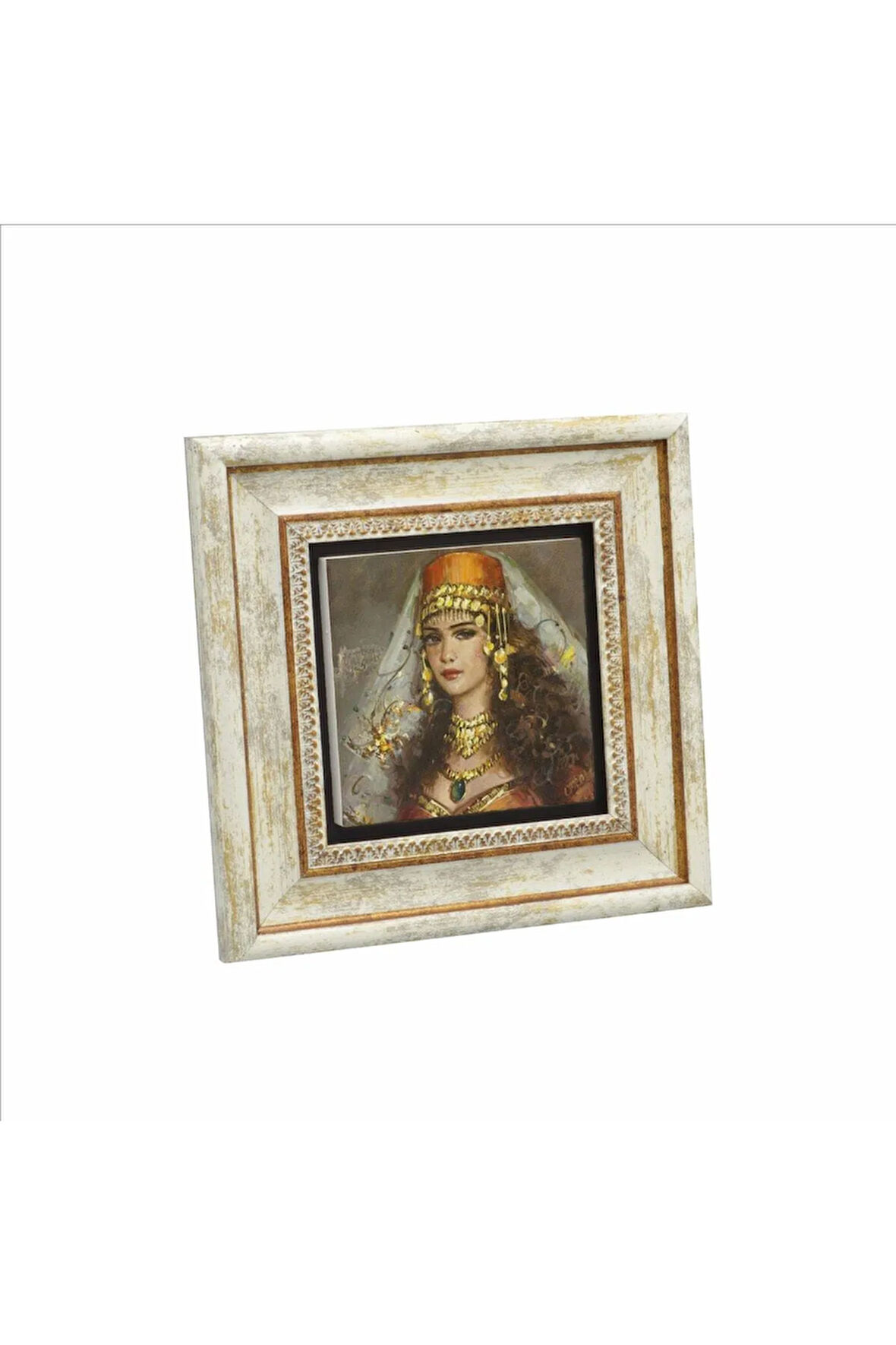 Osmanlı Kadın Çizimi Baskılı Taş Tablo 20x20
