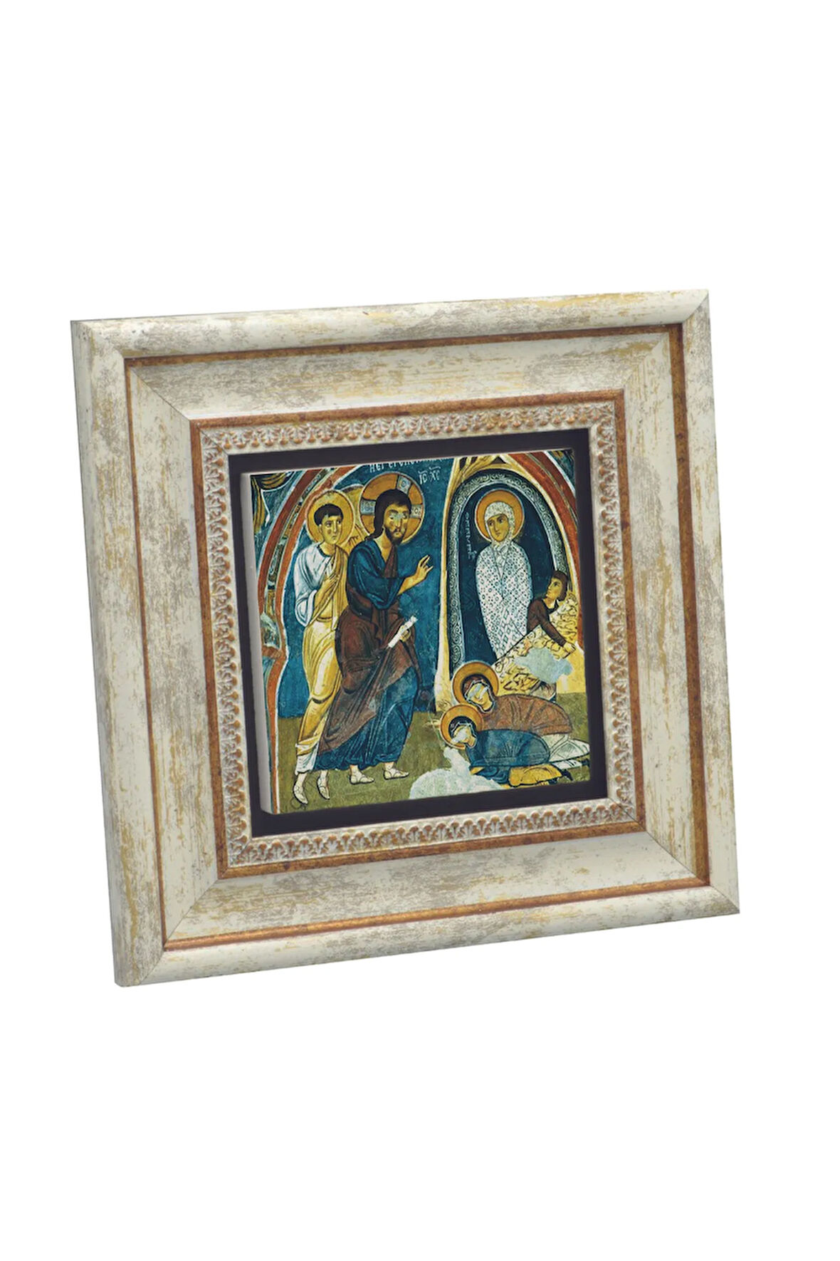 Kapadokya Göreme Karanlık Kilise Freski - Lazarus'un Dirilişi Baskılı Taş Tablo 20x20