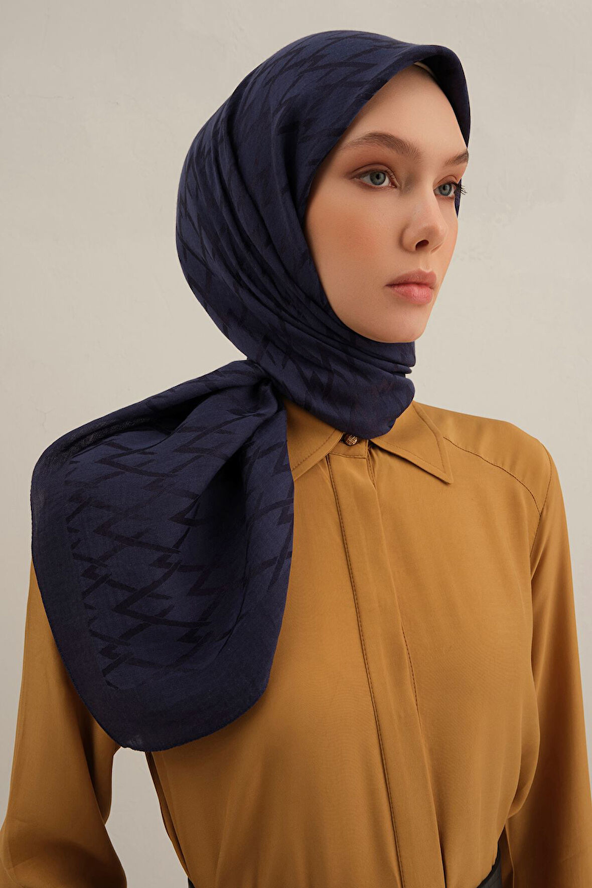 Lacivert Lyocell Eşarp  02