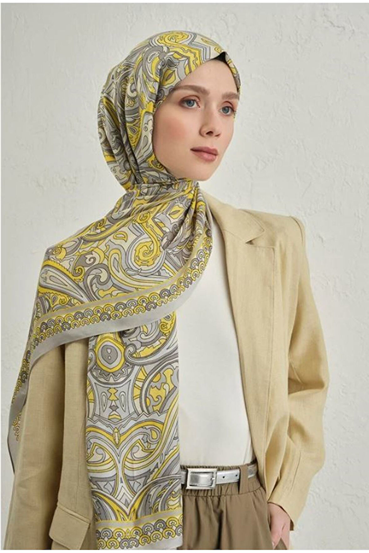 Gri Pure Etnik Desen Şal-2  11 A