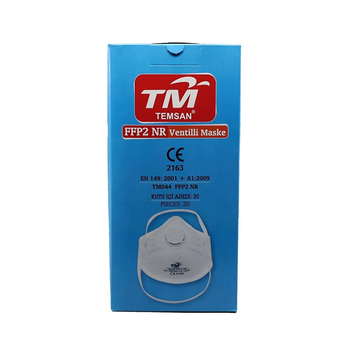 TM Temsan Beyaz Ventilli FFP2 NR Toz İş Güvenlik Sanayi Boya Konik Maske - 20 Adetlik 10 Paket 