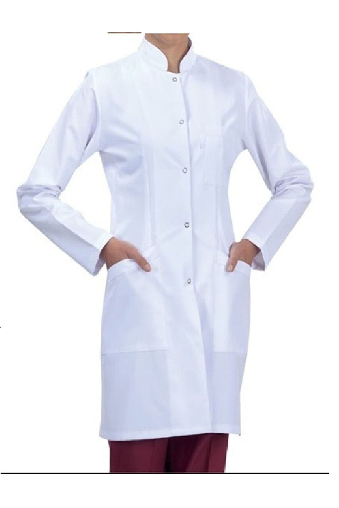 Kadın Hakim yaka beyaz doktor önlüğü hemşire, eczacı, öğretmen, laboratuvar önlük - alpaka kumaş