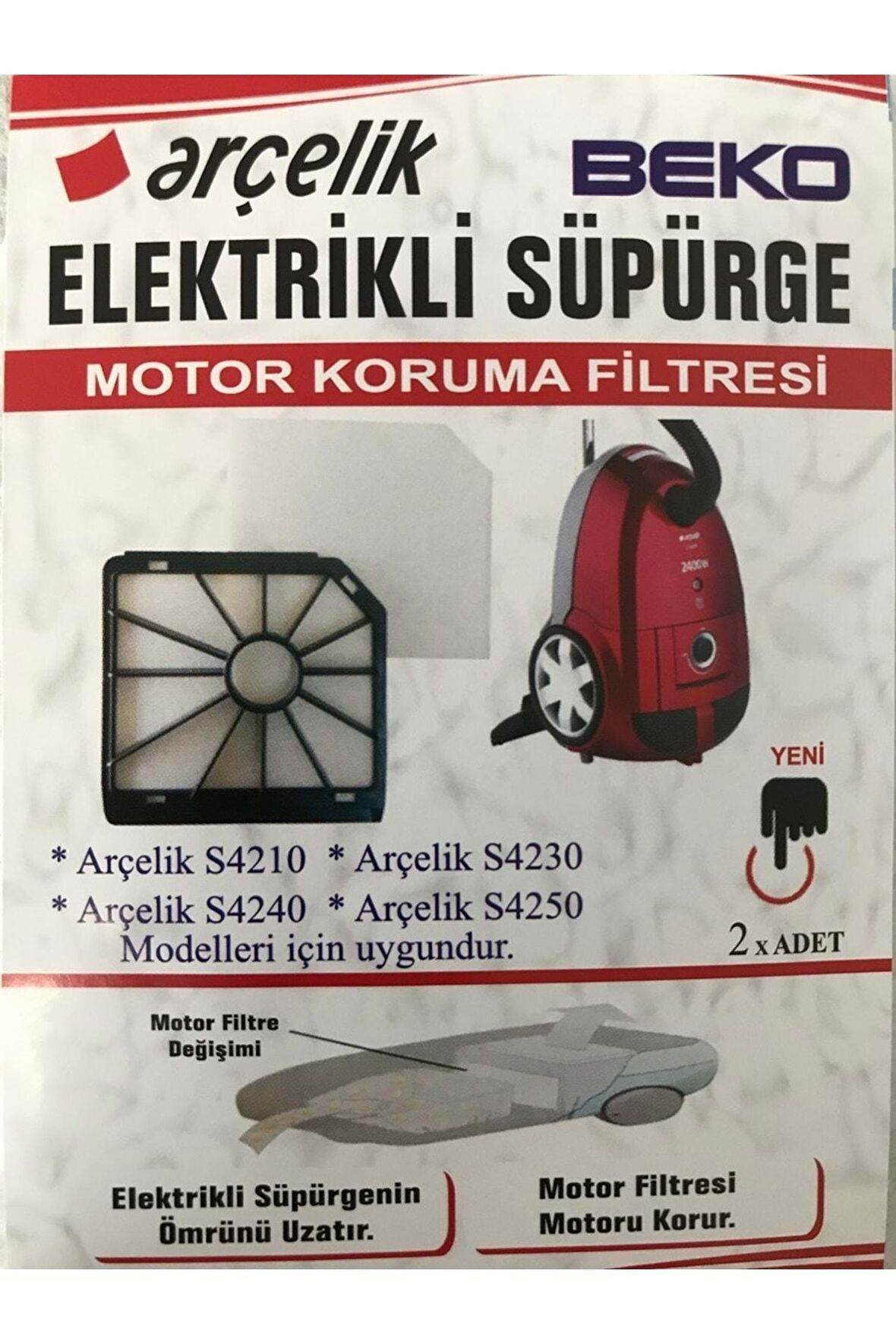 4240 Elektrik Süpürgesi Motor Koruma Filitresi 2 Li Orjinal