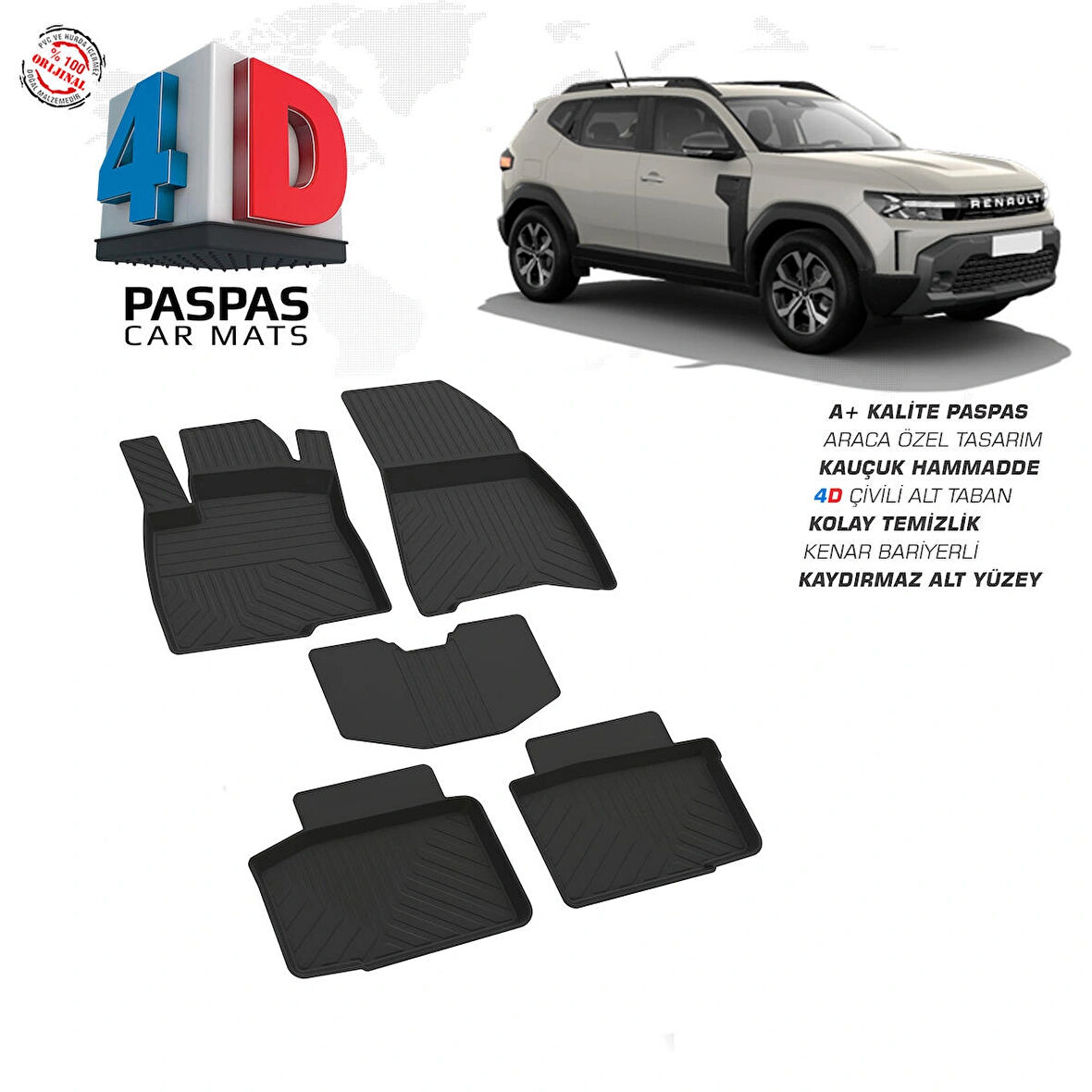 Renault Duster 4x4 4D Havuzlu Paspas 2024 Model ve Sonrası