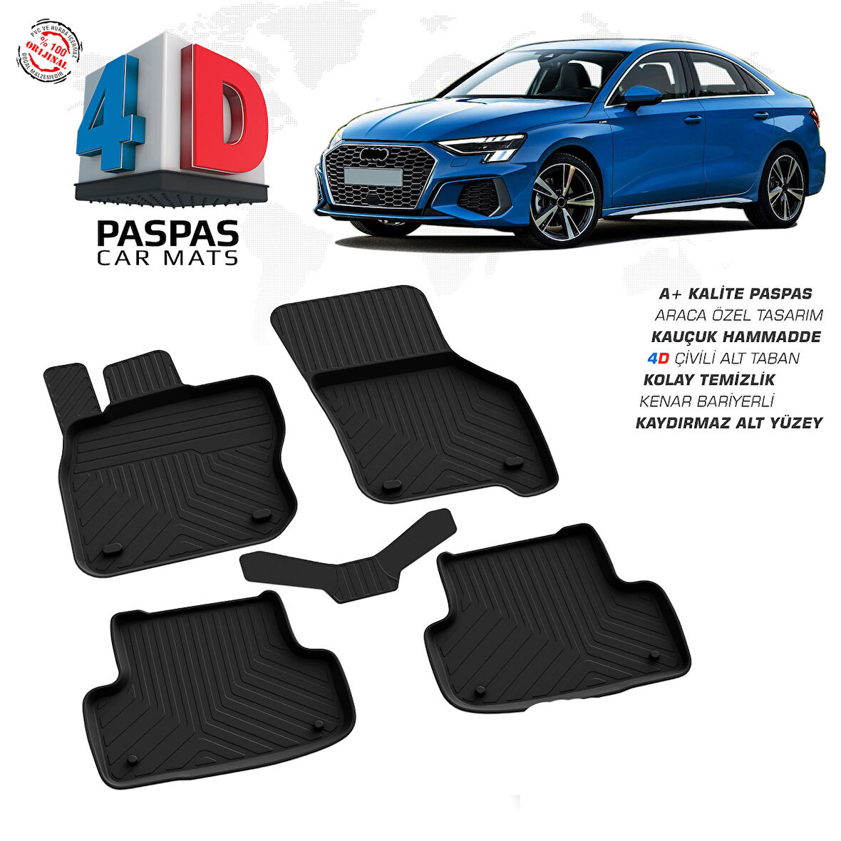 Audi A3 4D Havuzlu Paspas 2020 Model Ve Sonrası