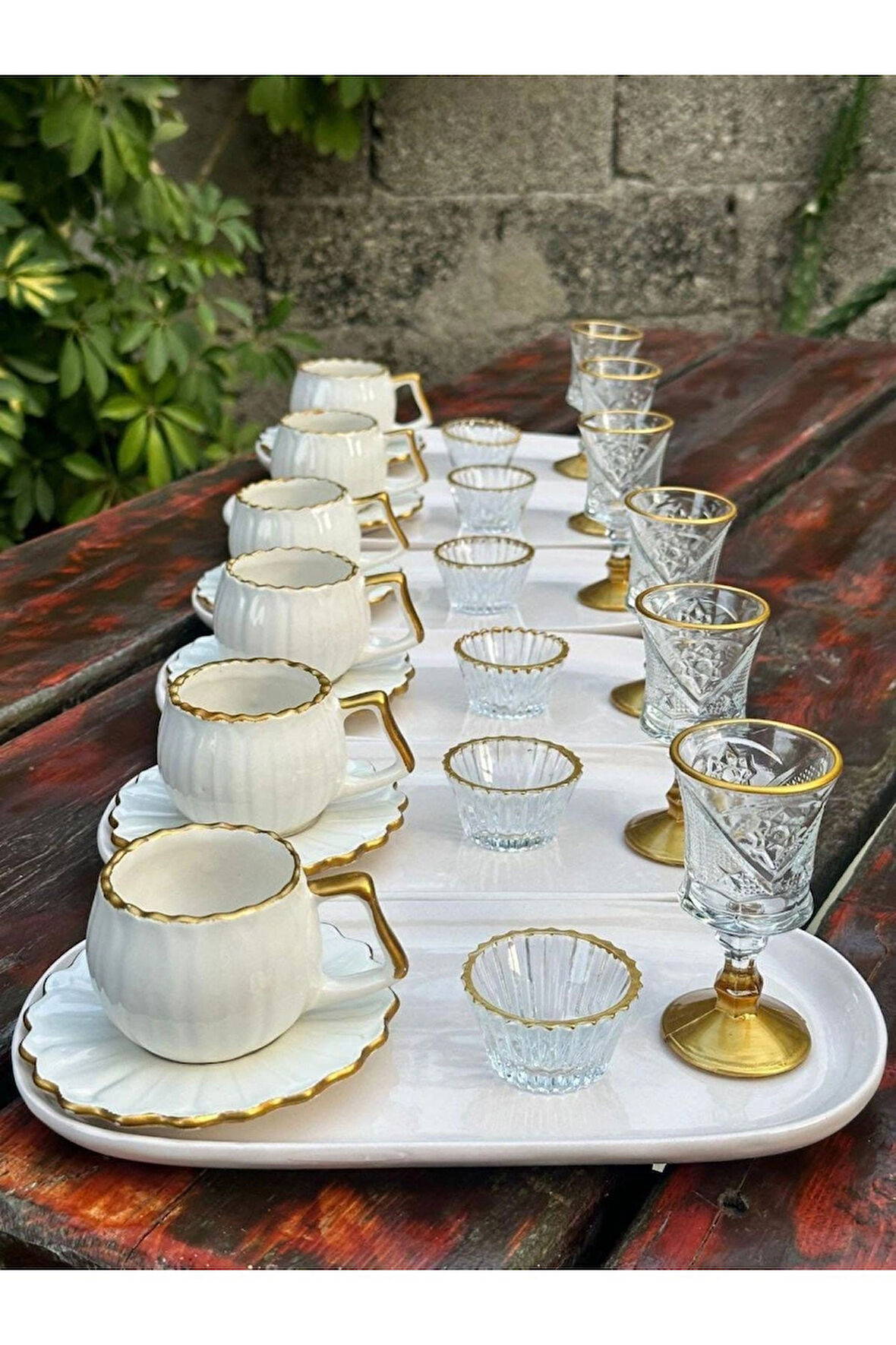 6 Kişilik Papatya Porselen Lüks Kahve Sunum Seti Full Set