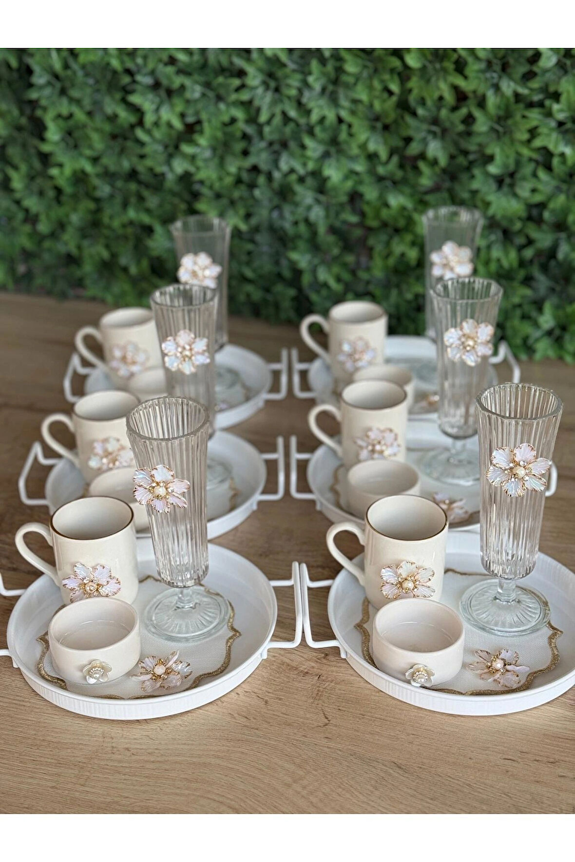 6 Kişilik 30 parça Porselen Lüks Kahve Sunum Seti Tüm Set