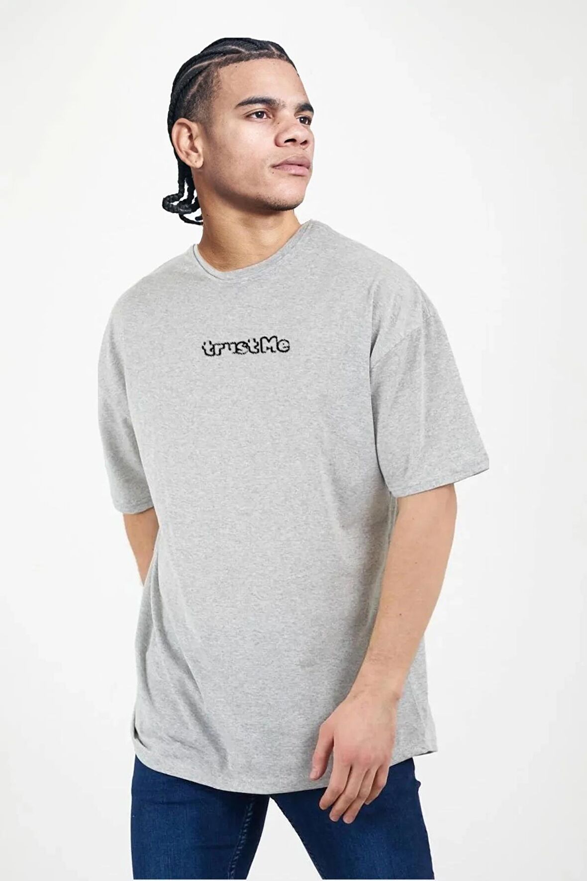 TrustMe Unisex Oversize %100 Pamuk Bisiklet Yaka Tişört