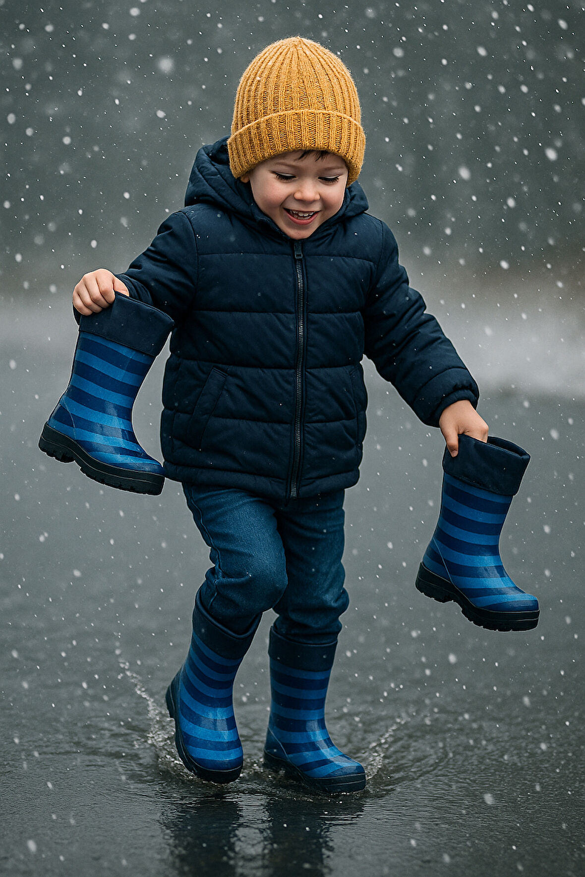 Arısan Su Geçirmez Kaydırmaz Taban Erkek Kız Unisex Kürklü Çocuk Yağmur Çizmesi Kar Botu AI100