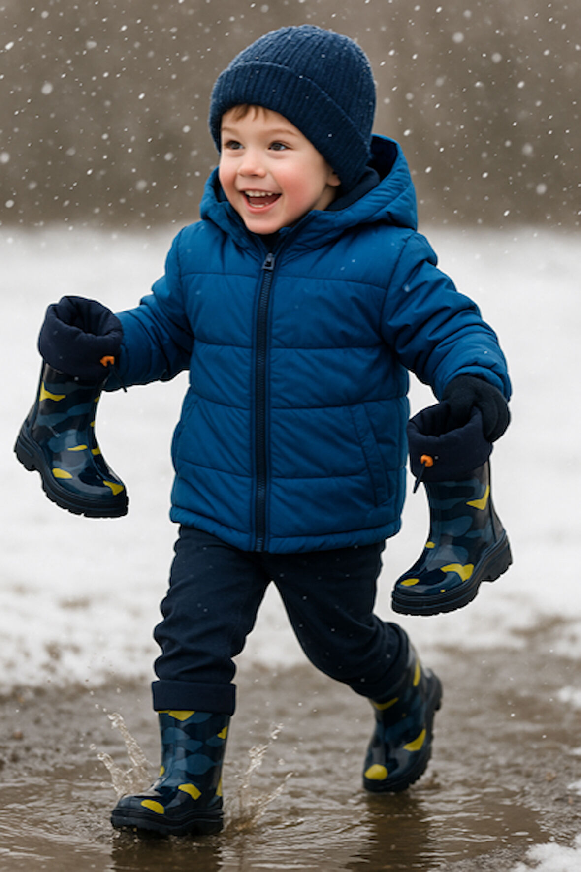 Arısan Su Geçirmez Kaydırmaz Taban Erkek Kız Unisex Kürklü Çocuk Yağmur Çizmesi Kar Botu AI100