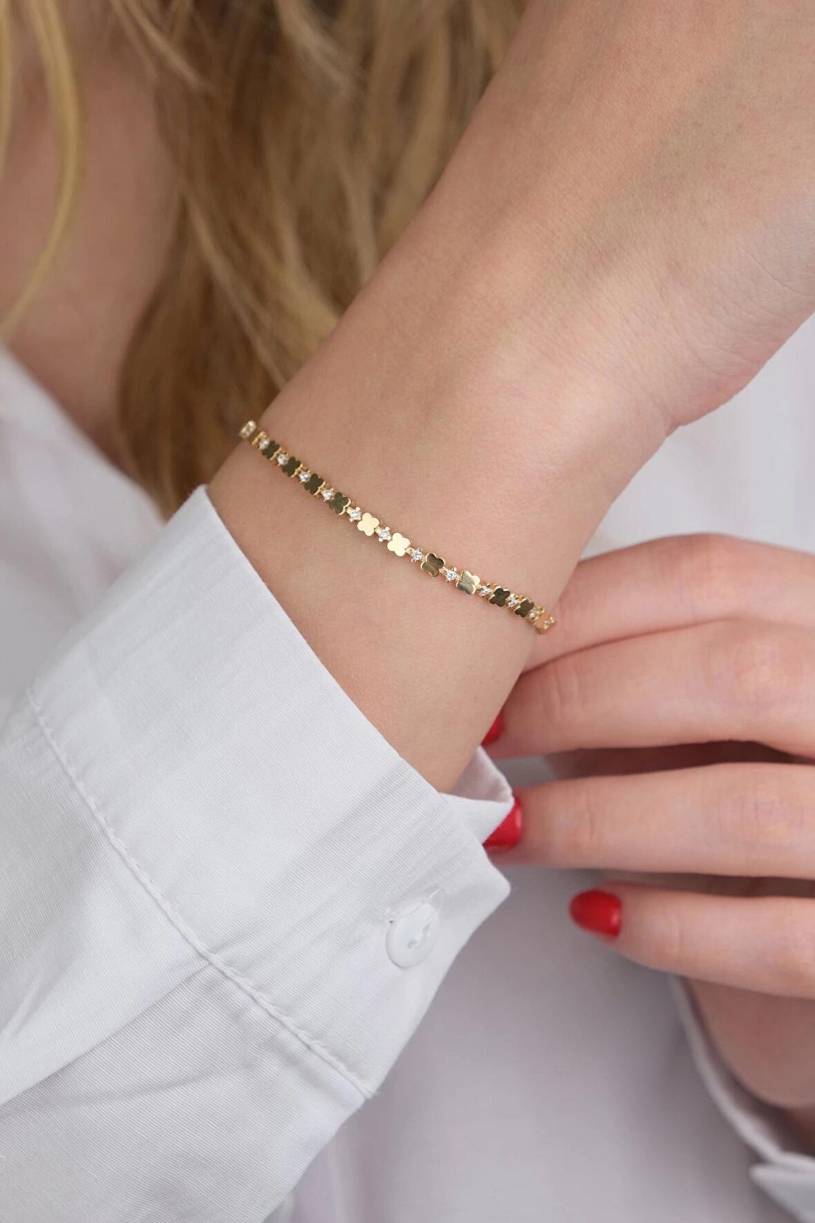 14 Ayar Altın Taşlı Bileklik