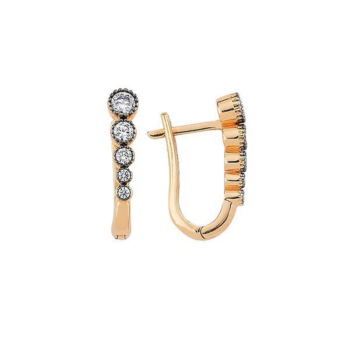 Elmas Görünümlü Altın Küpe