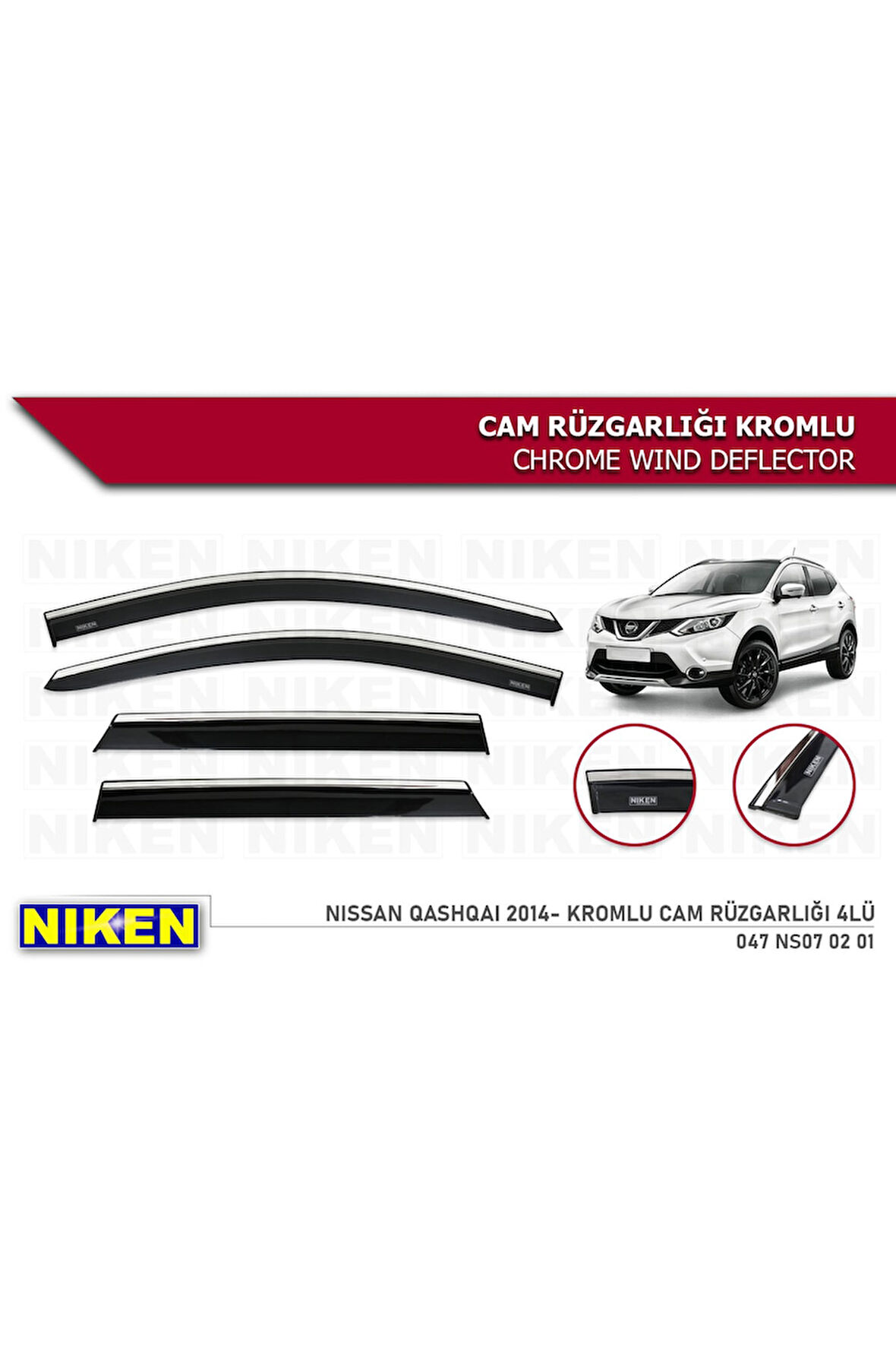 Nissan Qashqai 2014-2020 Kromlu Cam Rüzgarlığı