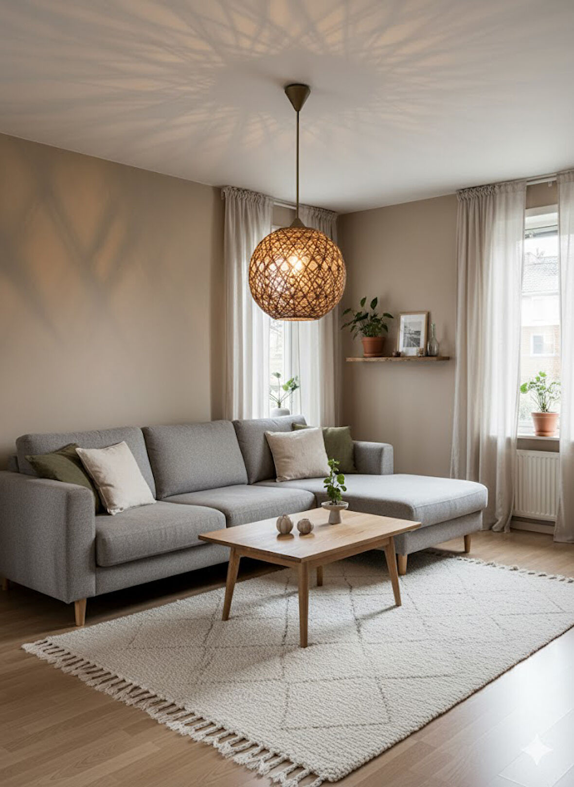 Bohem,Ahşap,Jüt,Hasır,Modern,Doğal Sarkıt Avize