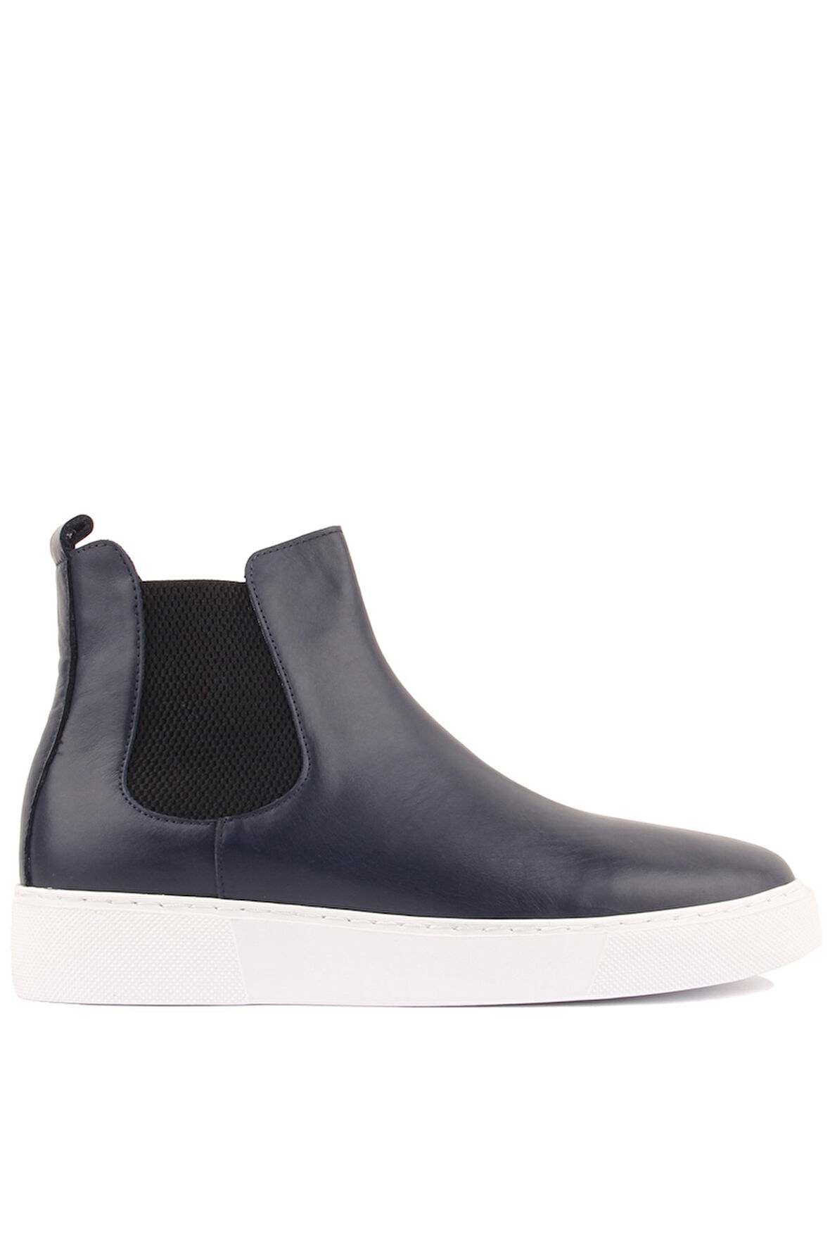 Shoetyle - Lacivert Hakiki Deri Kadın Chelsea Bot - 6929