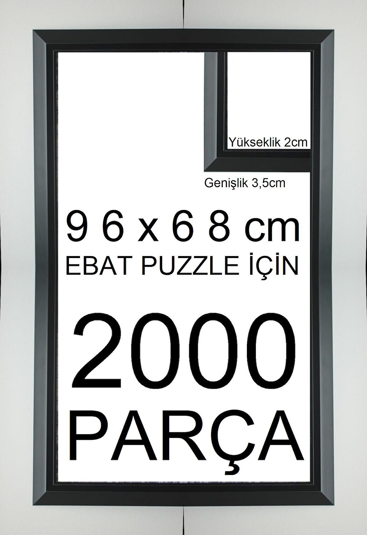 Sar Plus siyah 2000 parça 96x68 ebatında piramit modeli puzzle çerçevesi