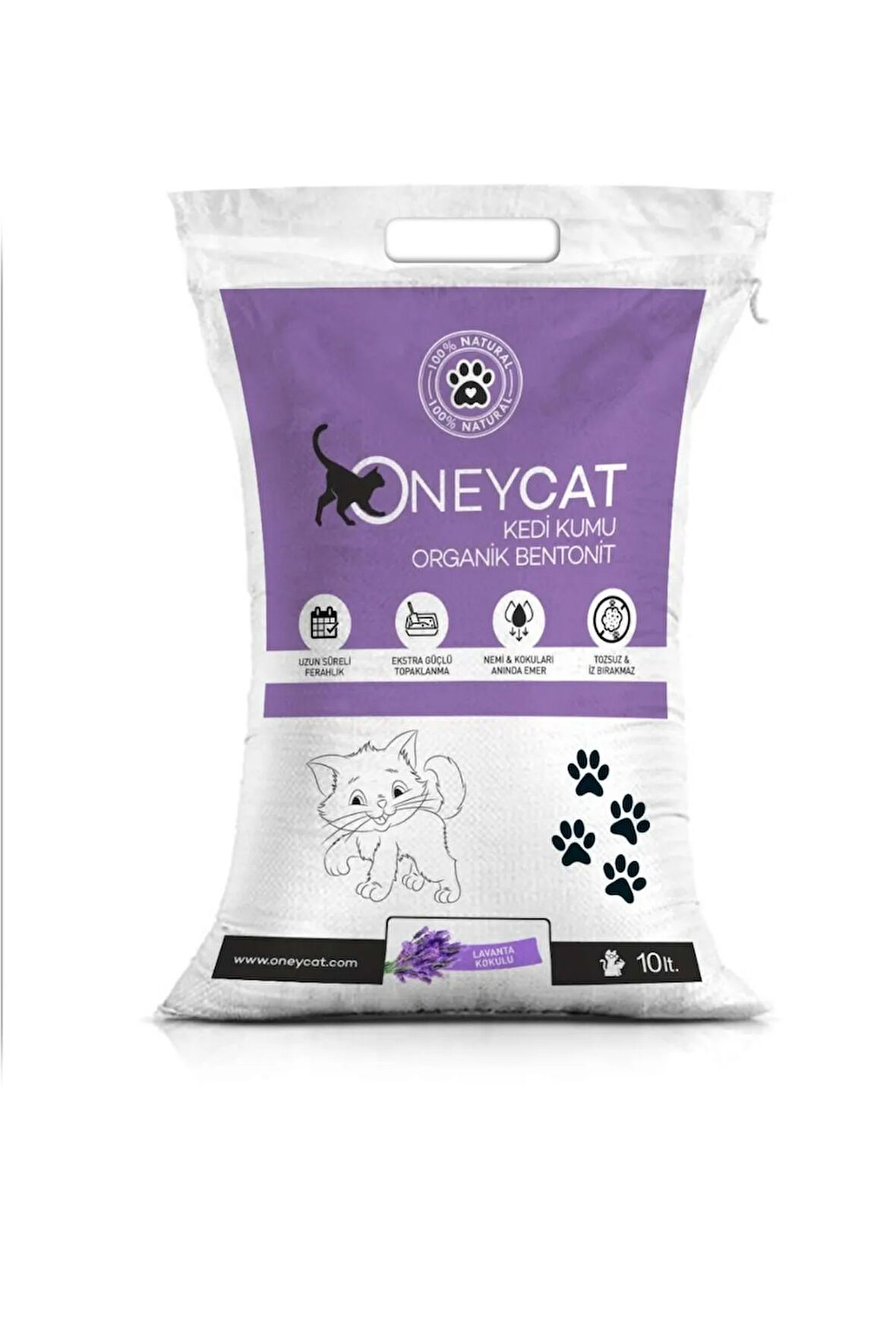 Oneycat Lavanta Kokulu 10lt. Ince Taneli Topaklanan Kedi Kumu