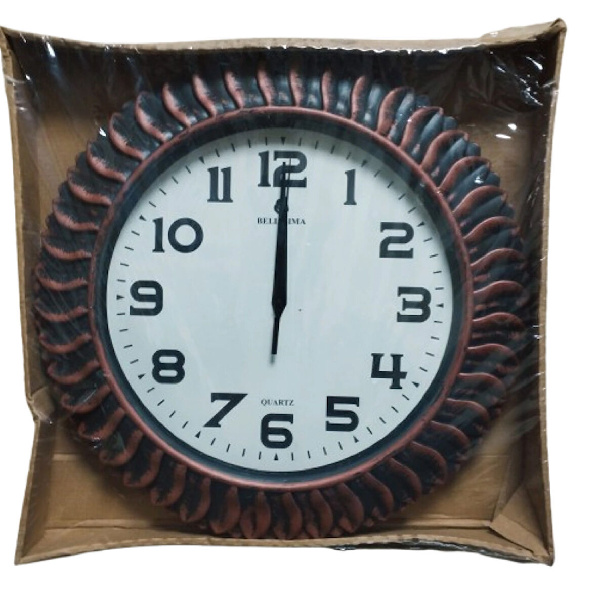 ESKİTME BAKIR 35 X 35 DEKORATİF SESSİZ DUVAR SAATİ