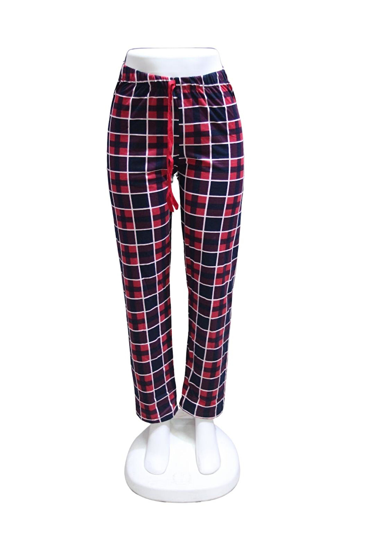 Likralı Kurdele Bel Detaylı Baskılı Cepsiz Kadın Pijama Altı1009