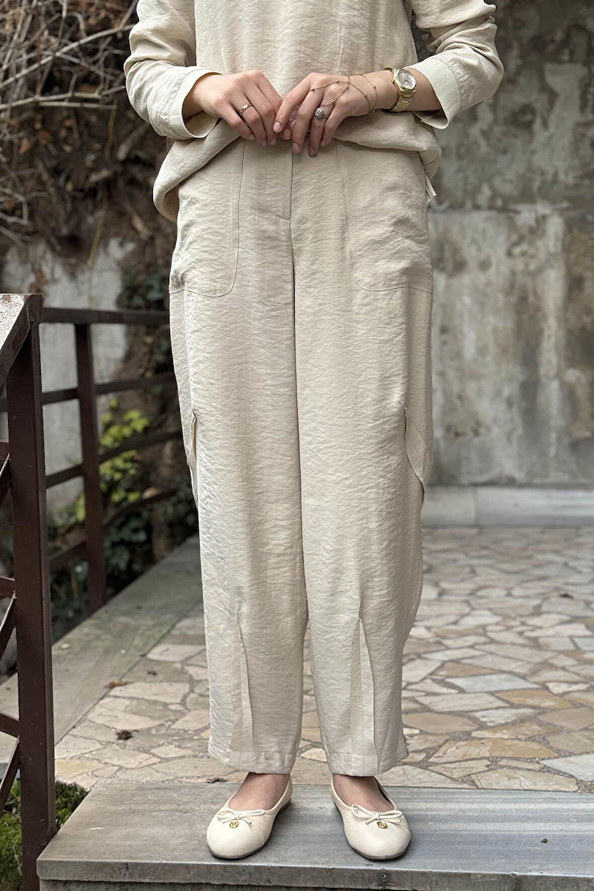 Naki & Mascara Cepli Şalvar Pantolon 25MY3104 Bej