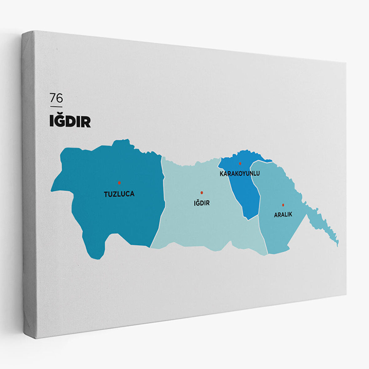 Iğdır İli ve İlçeler Haritası Dekoratif Kanvas Tablo 1359