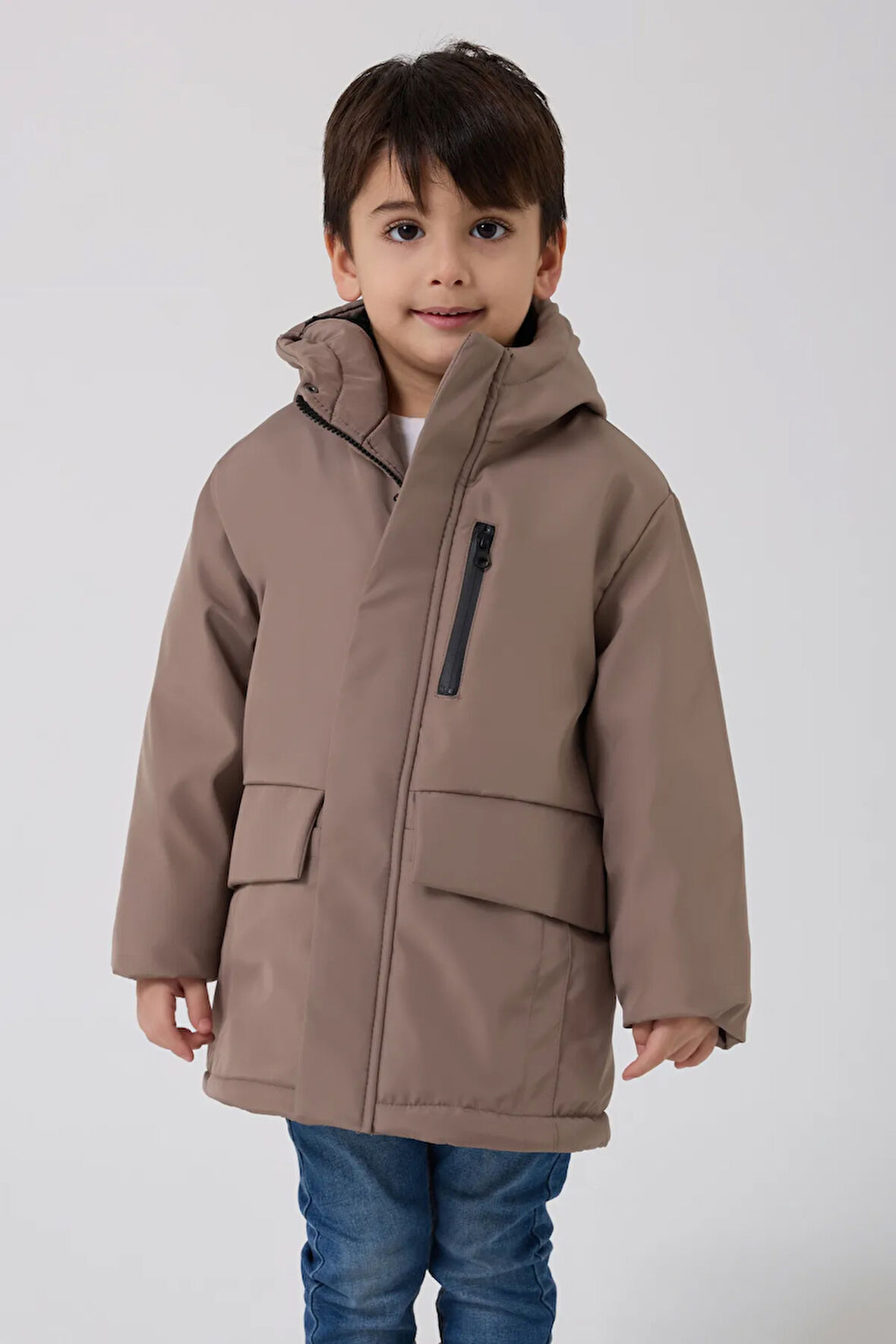 Erkek Çocuk Vizon Kürklü Su Ve Rüzgar Geçirmez Kapüşonlu 3 Kışlık Mont & Kaban & Parka