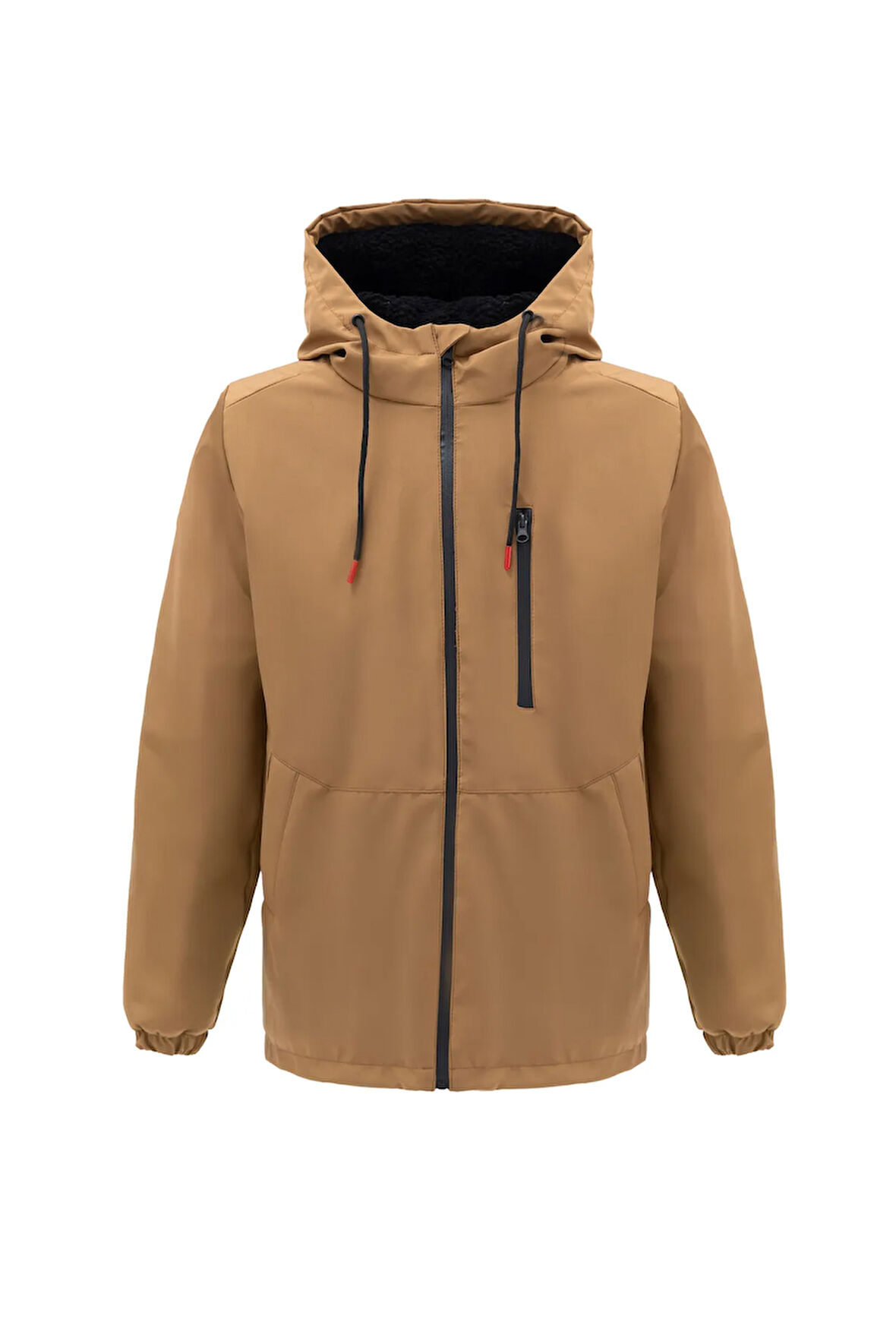 Erkek Taba Kürklü Su Ve Rüzgar Geçirmez Kapüşonlu Kışlık Mont & Kaban & Parka