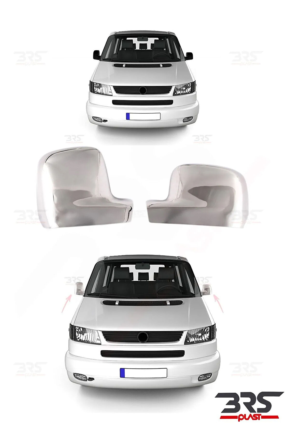 Volkswagen T5 Transporter 2004-2010 Paslanmaz Çelik Ayna Kapağı 