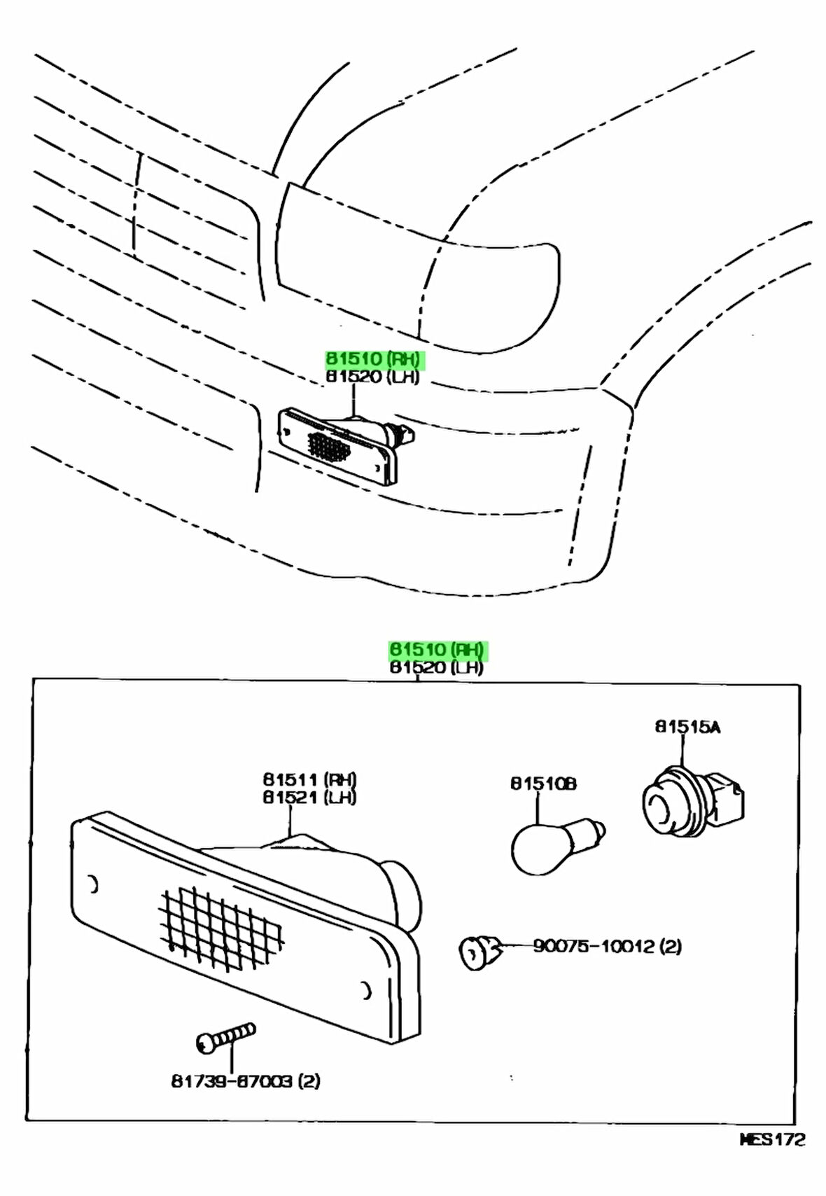 Hilux (Ln85, Ln105, Ln 106) 89 97 Tampon Sinyali Sağ  (Oem No:8151089133)