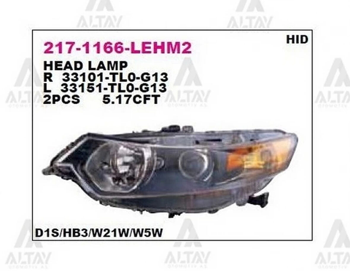 Far Accord 2008-2011 Elektrikli Xenon Tip Sol (Oem No:217-1166L-Lehm2) (Adet)