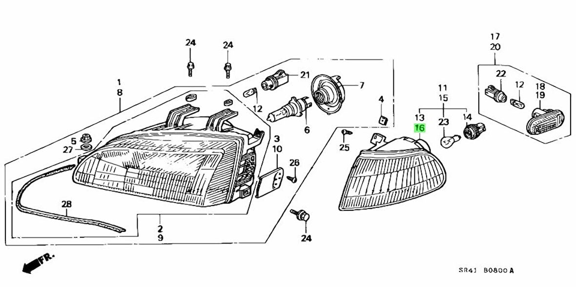 Sinyal Lambası Cıvıc  92-95 Sedan Beyaz Duylu Sol (Oem No: 33351-Sr4-003)
