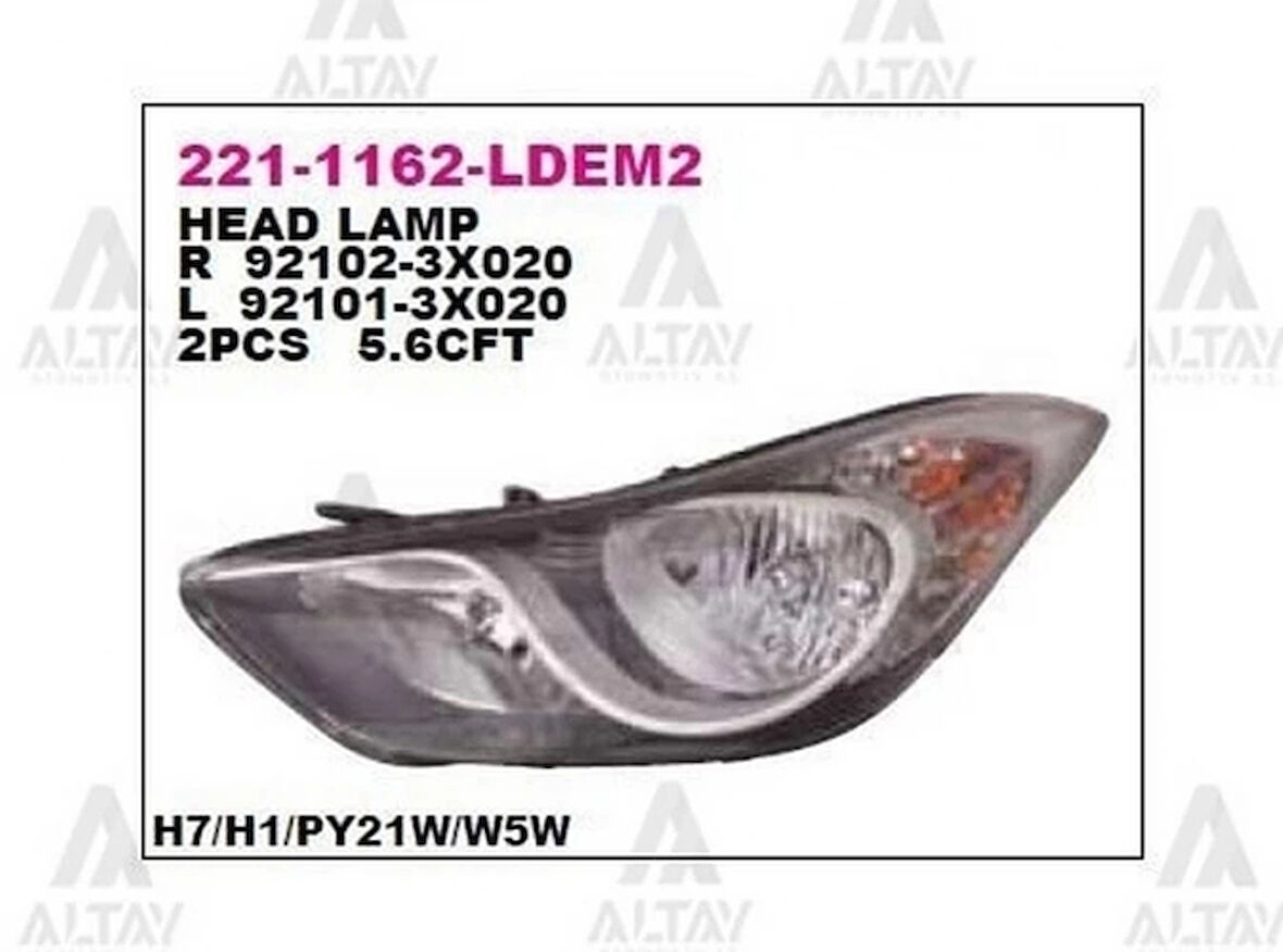 Far Elantra 2011-2013 Elektrikli Sağ (1 Adet) (Oem No: 92102-3X020)