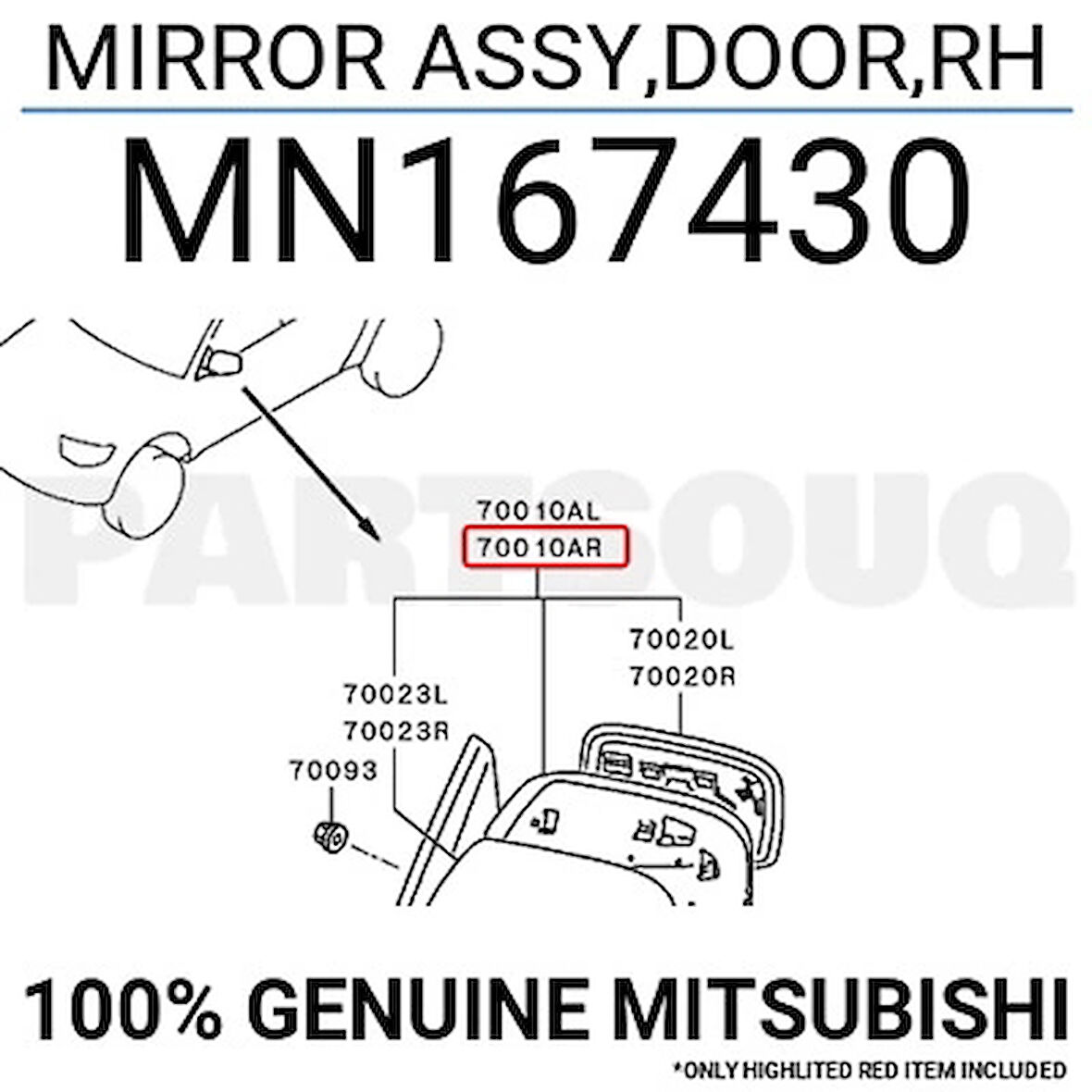 Dış Dikiz Aynası L200 06-14 Elektrikli Isıtmalı Krom Sağ (Oem No: Mn167430)