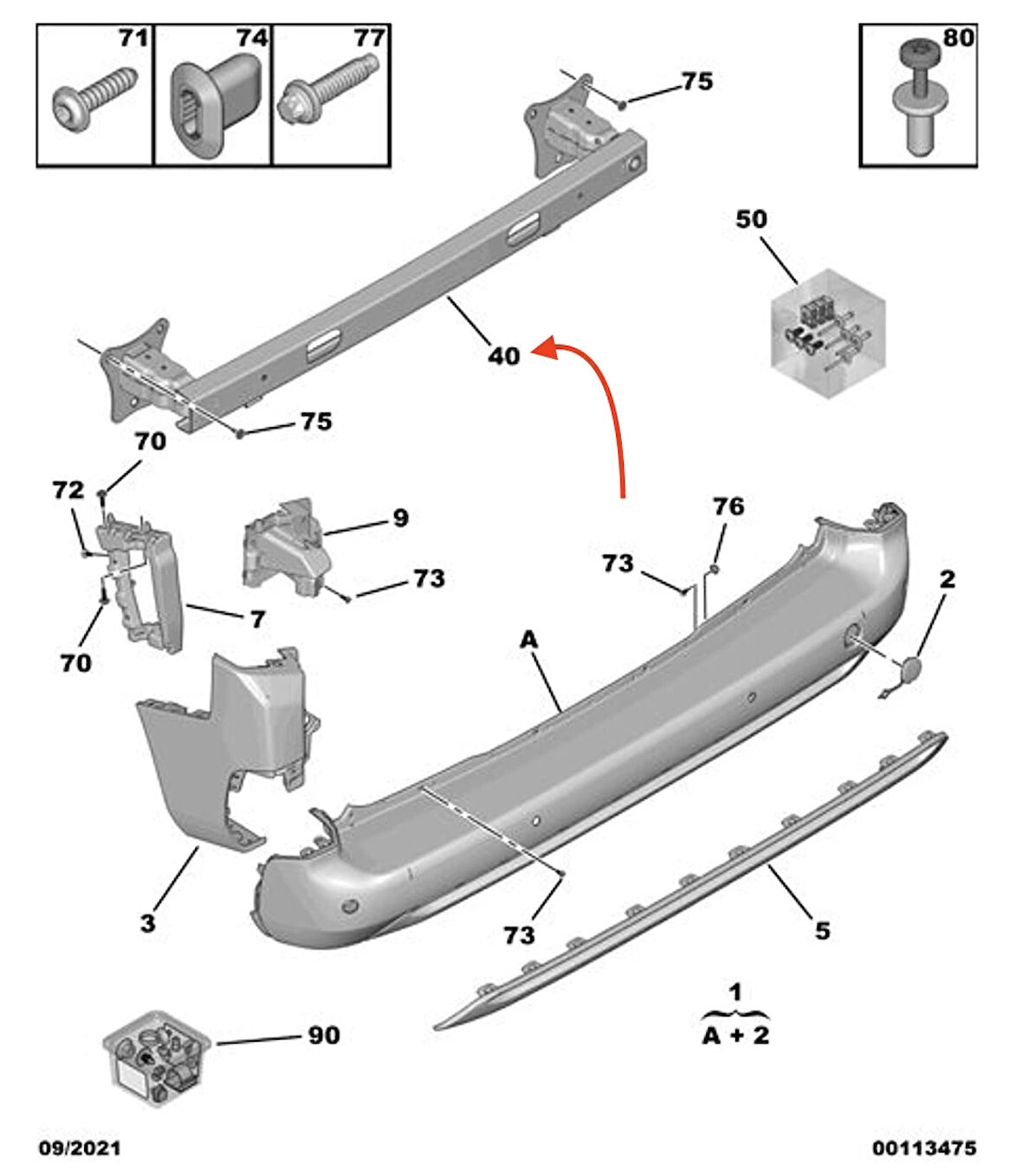 Cıtroen Berlıngo- 19/24; Arka Tampon Demiri (Oem No: 9822105380)