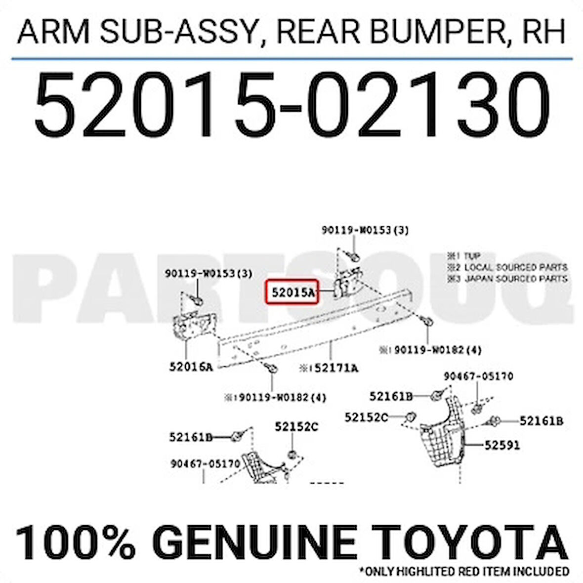 Toyota Corolla- E150- 07/13; Arka Tampon Demiri Bağlantı Ayağı Sağ (Metal) (Oem No: 52015-02130)