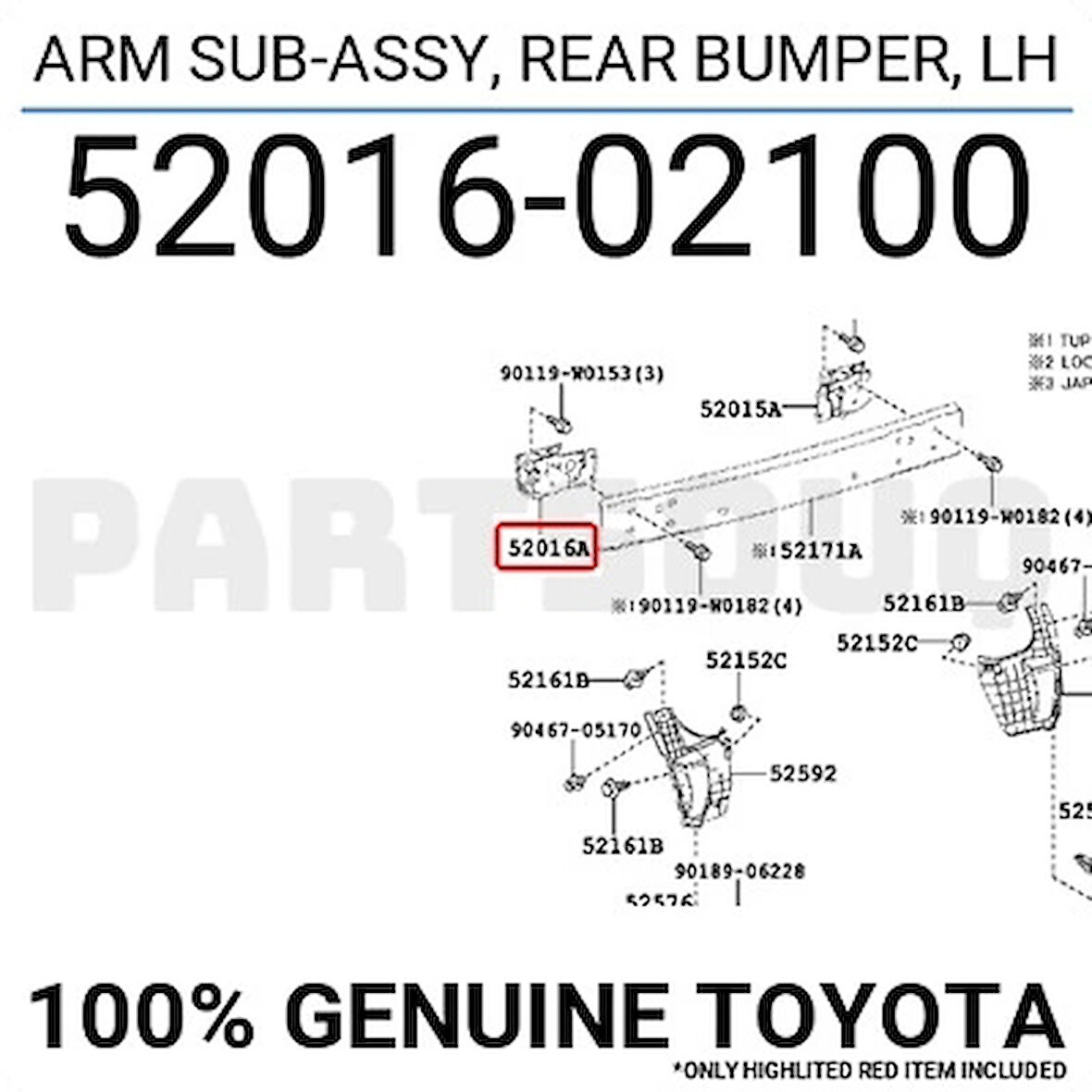 Toyota Corolla- E150- 07/13; Arka Tampon Demiri Bağlantı Ayağı Sol (Metal) (Oem No: 52016-02100)